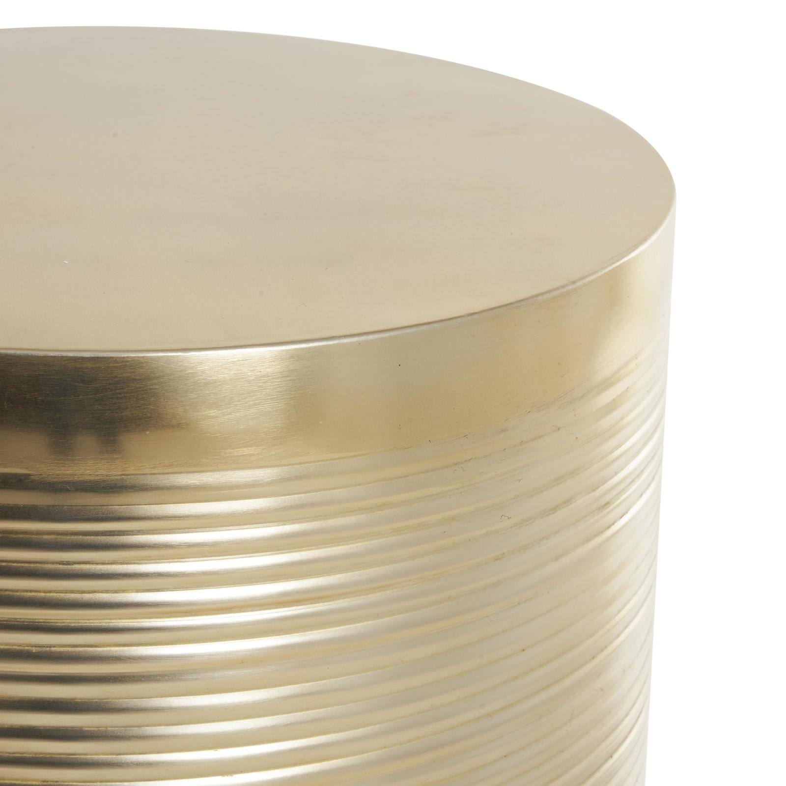 Gold Metal Metallic Ribbed Drum Accent Table Set