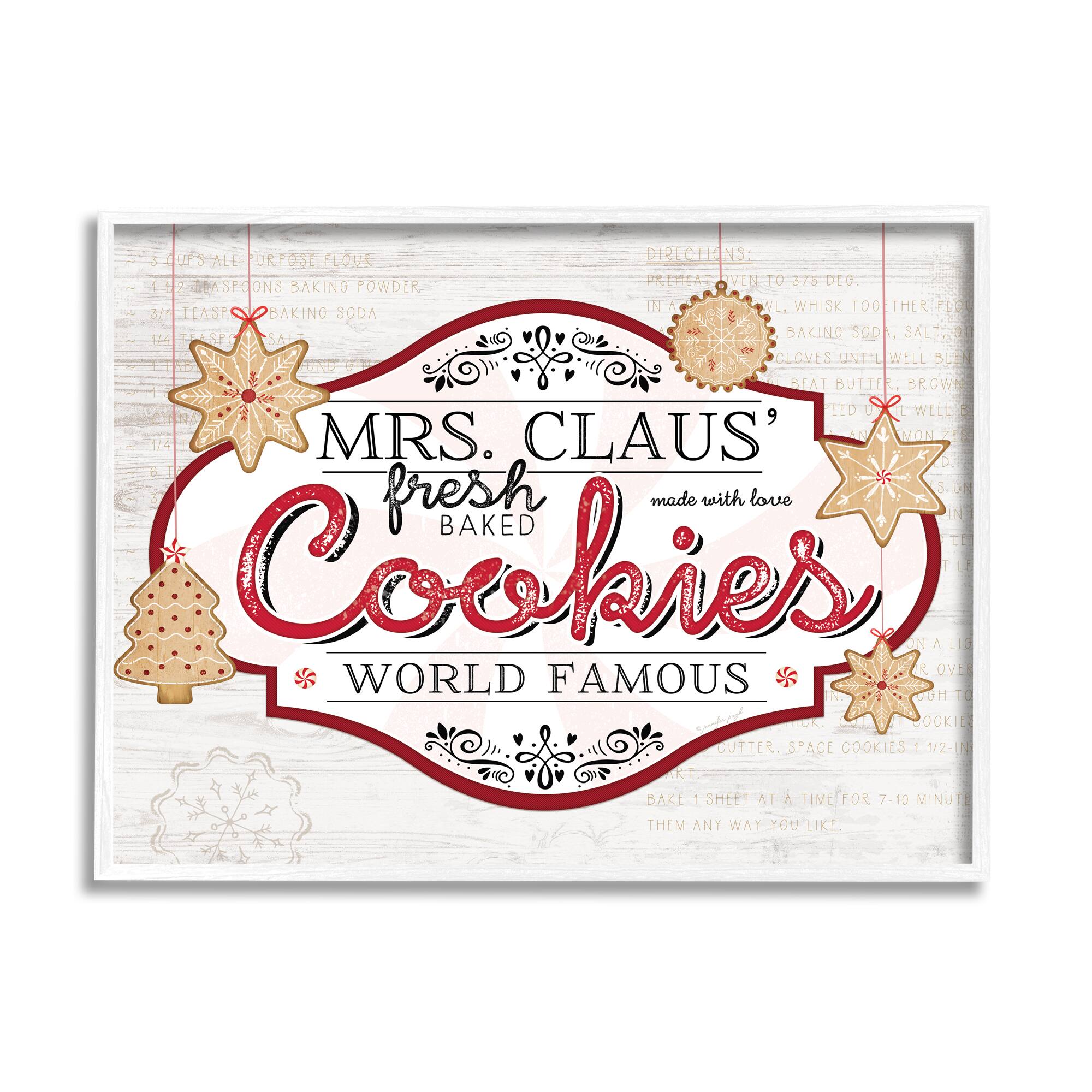 Stupell Industries Vintage Mrs. Claus Cookies Sign Framed Giclee Art