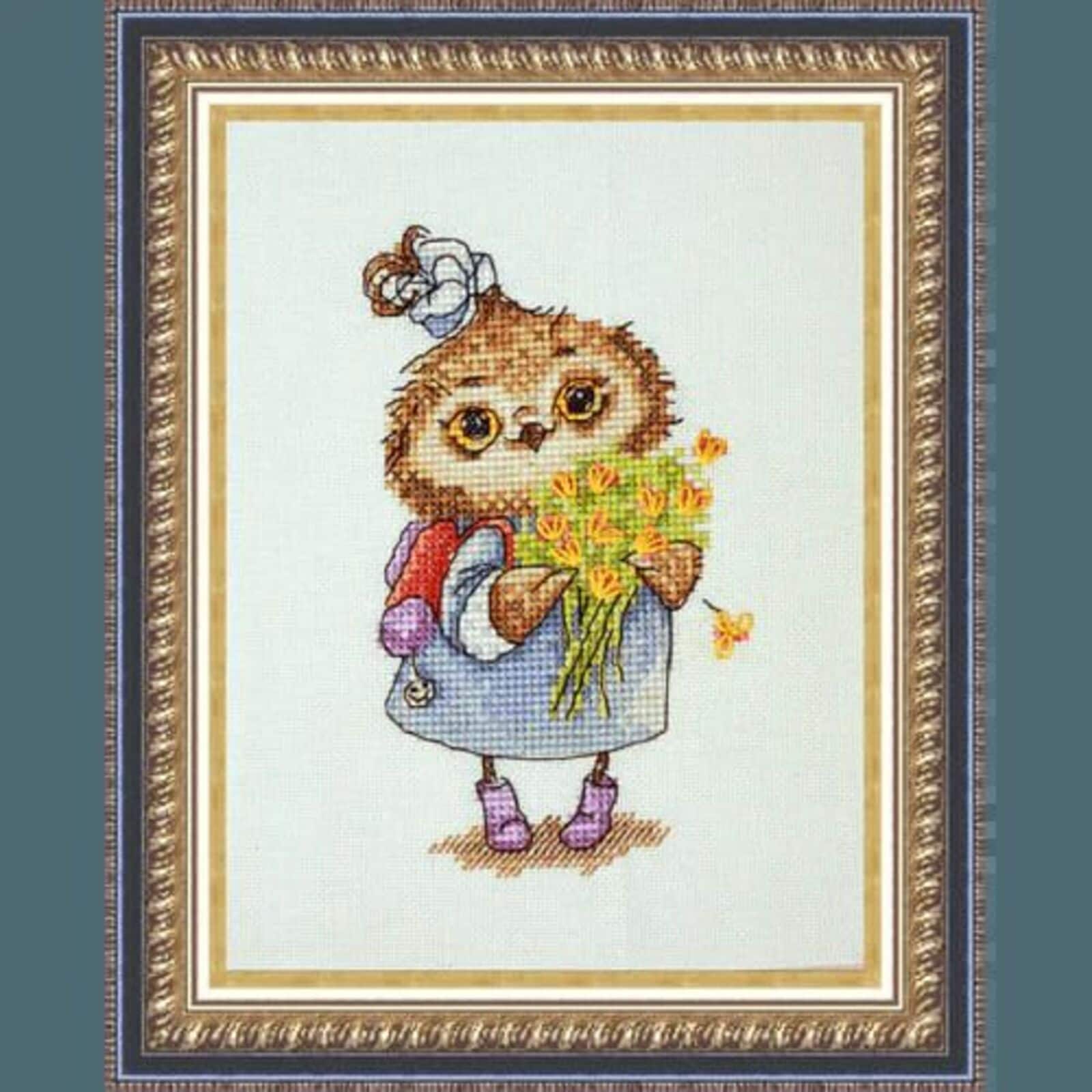 Neocraft Owl With Flowers Cross Stitch Kit