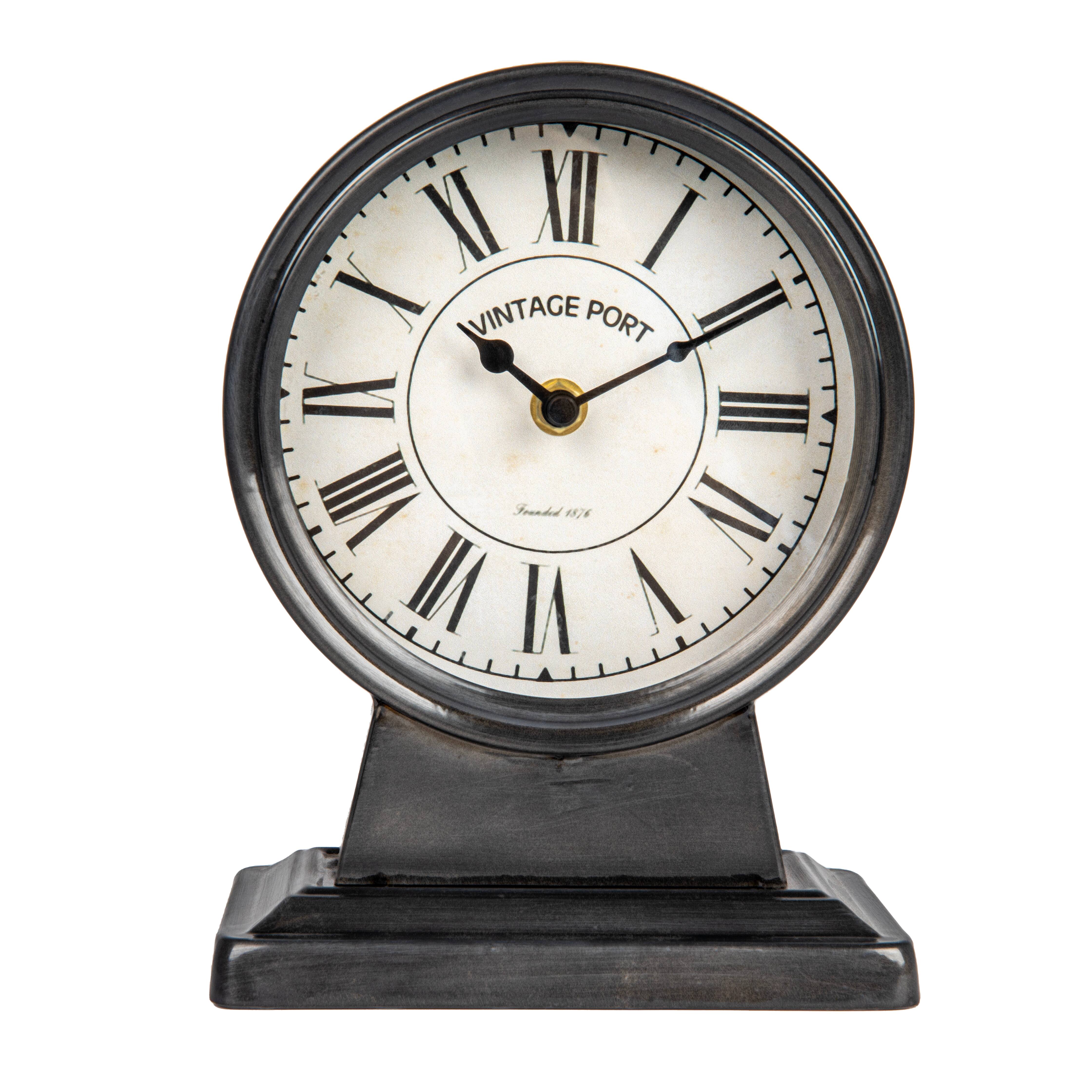 Hello Honey&#xAE; Gunmetal Black Vintage Metal Mantel Clock