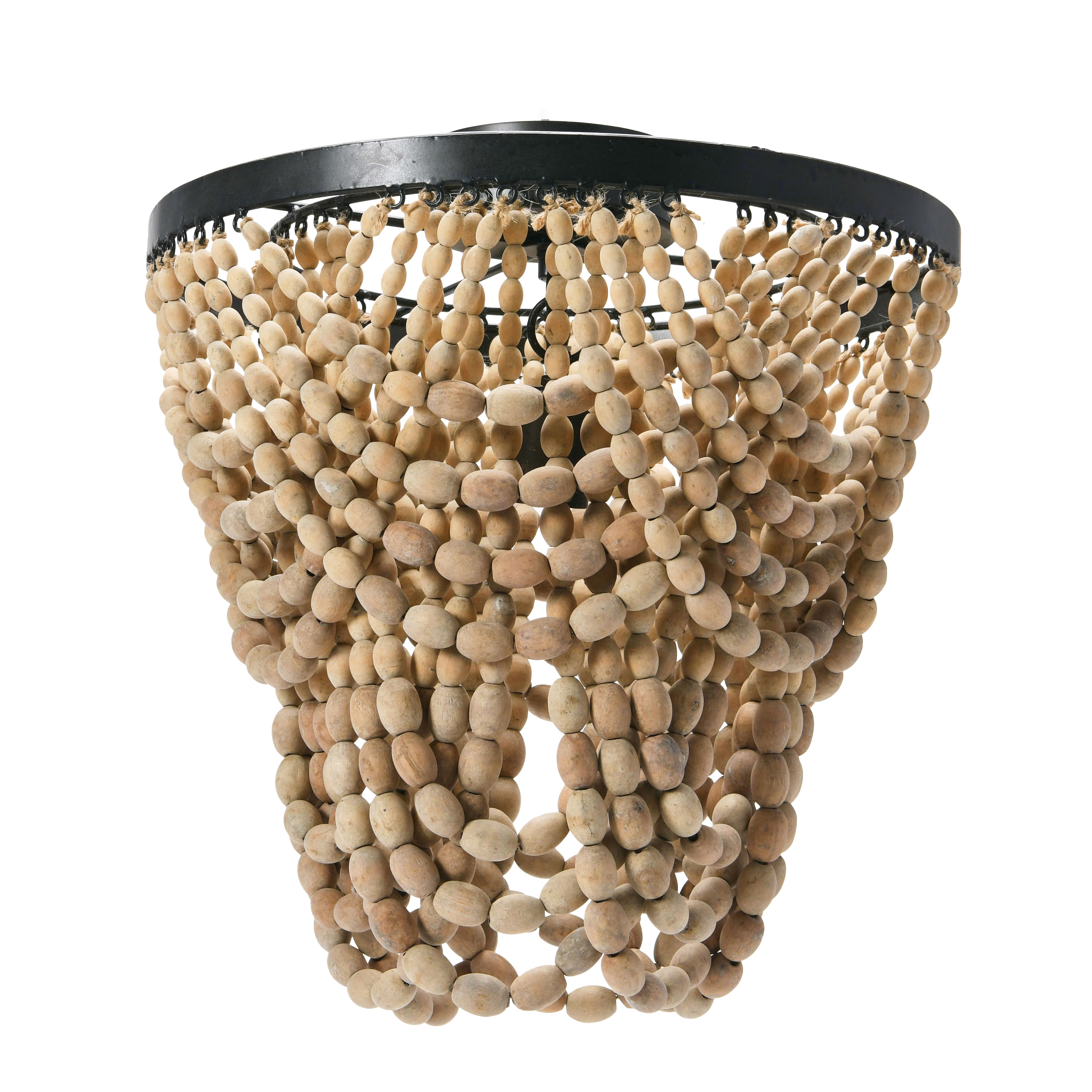 Hello Honey&#xAE; 2-Tier Draped Wood Bead Semi-Flush Mount Ceiling Light