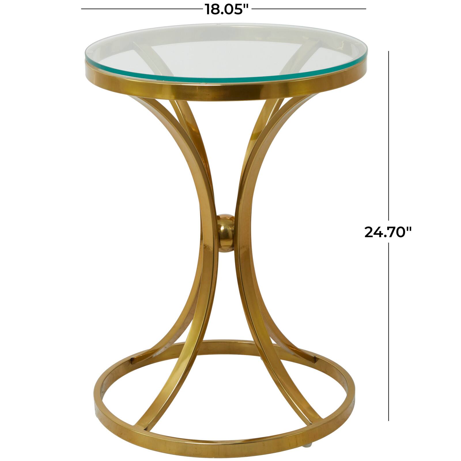 Gold Stainless Steel Contemporary Accent Table, 18" x 18" x 25"