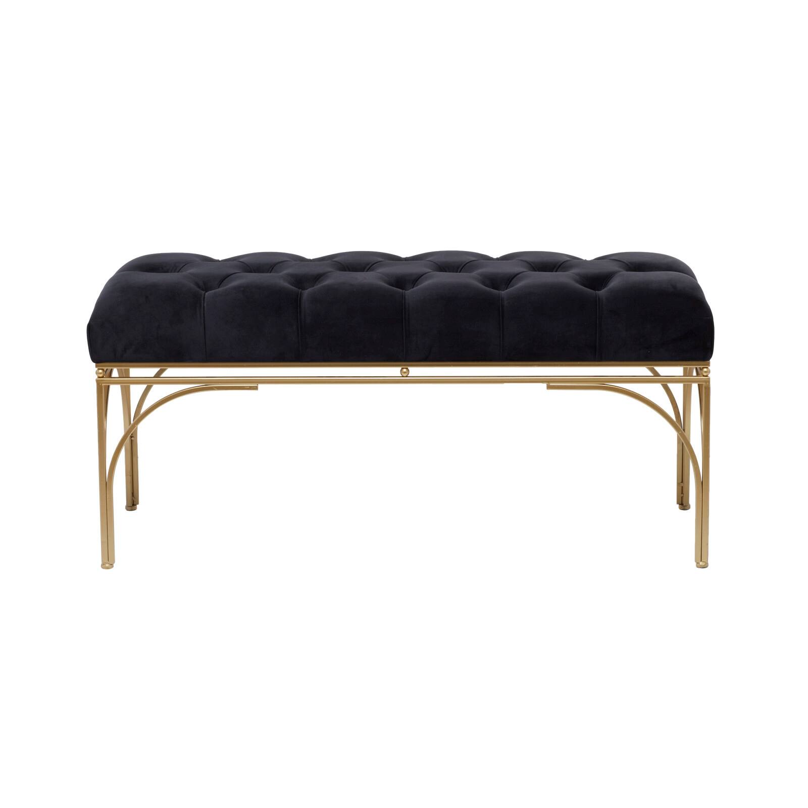 Black Metal Glam Bench, 19&#x22; x 39&#x22; x 17&#x22;
