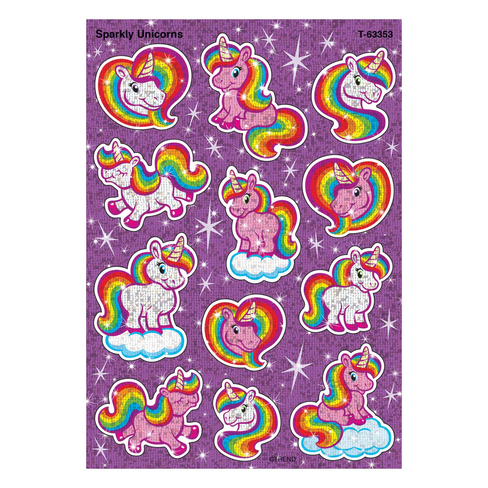 Trend Enterprises® Sparkly Unicorns Sparkle STICKERS®, 6 Packs of 24