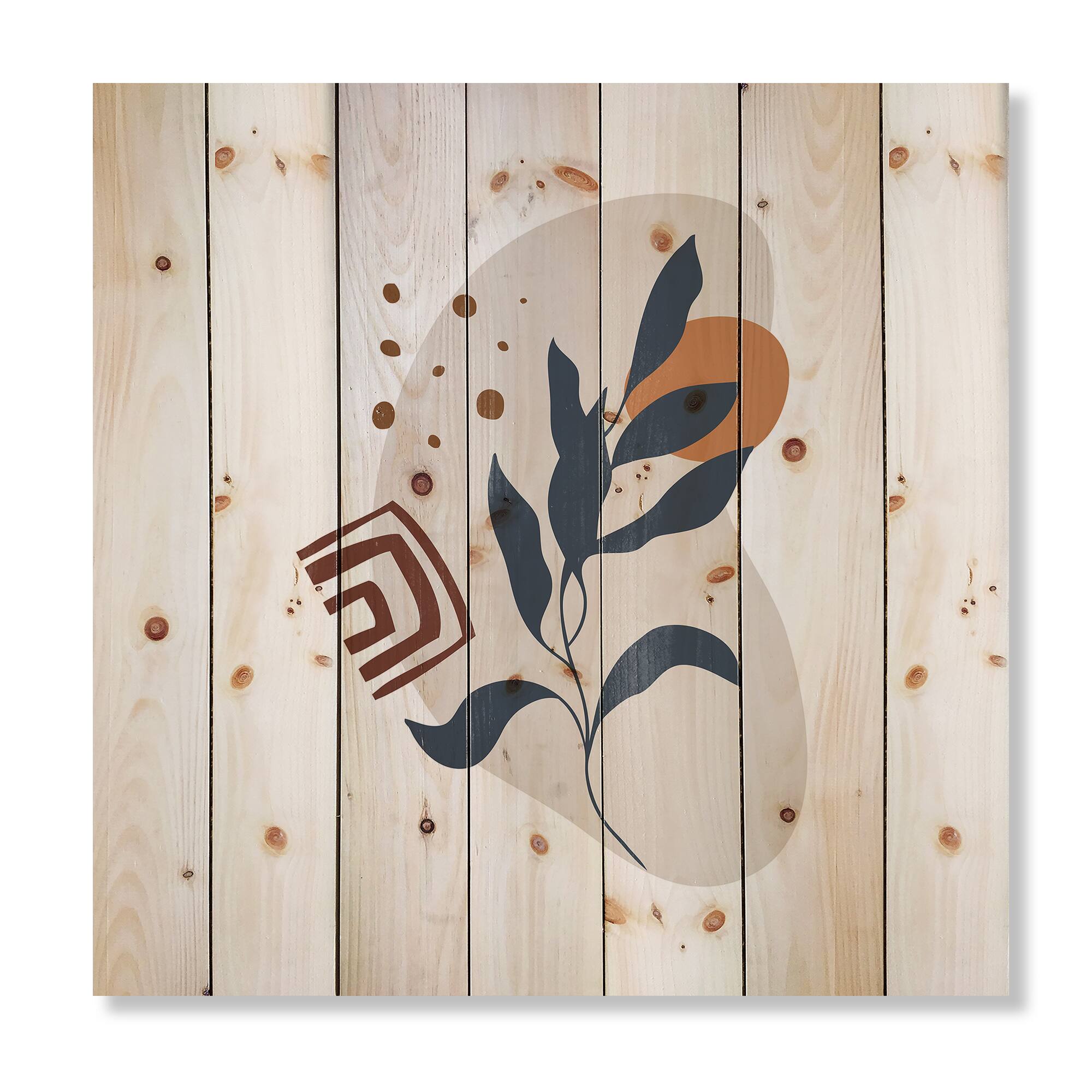 Designart - Abstract Flowers On Minimal Shapes VII