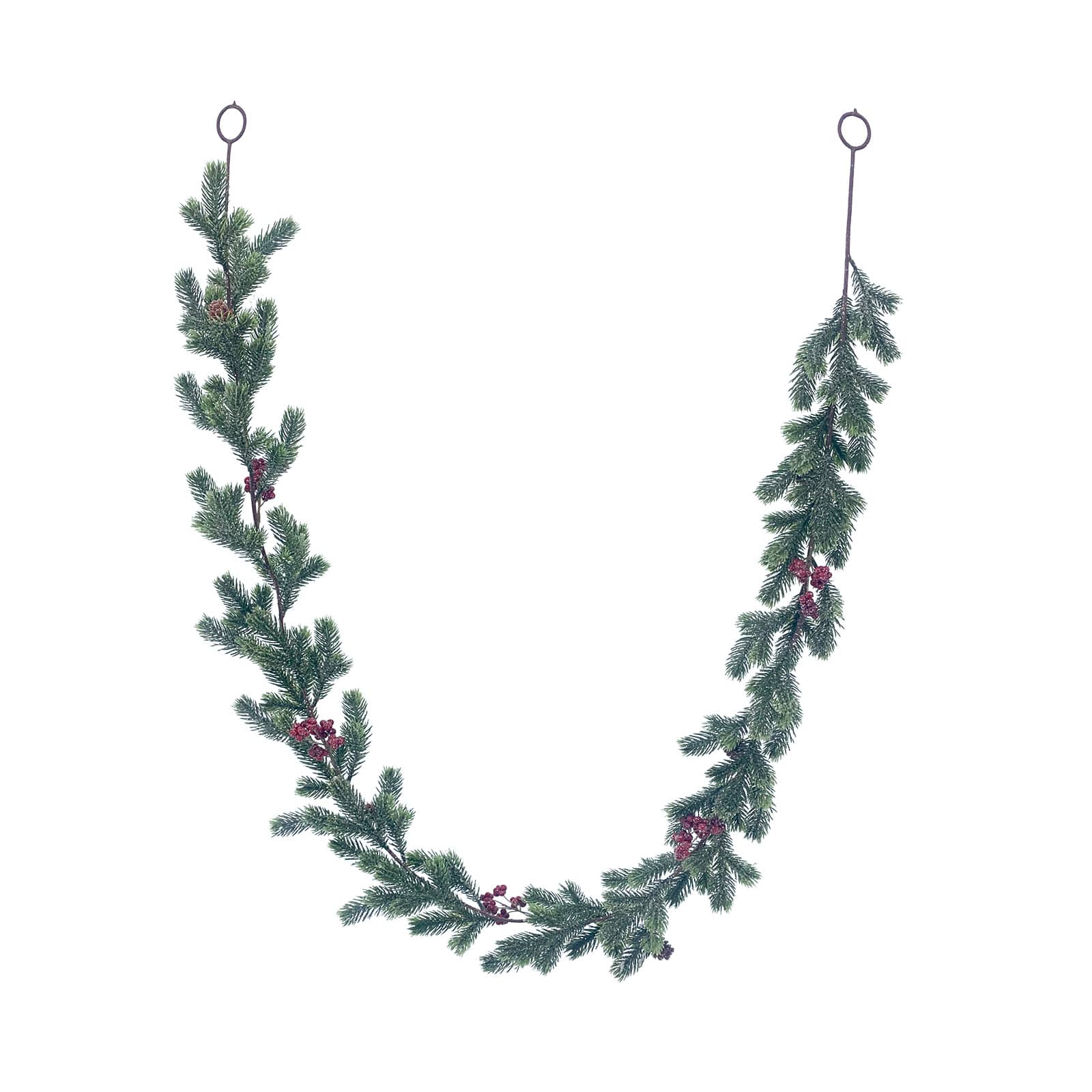 6ft. Shimmery Pine &#x26; Red Berry Garland by Ashland&#xAE;