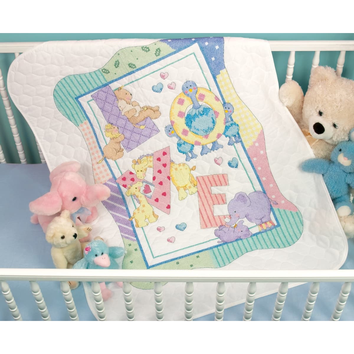 Dimensions&#xAE; Zoo Alphabet Baby Hugs Quilt Stamped Cross Stitch Kit