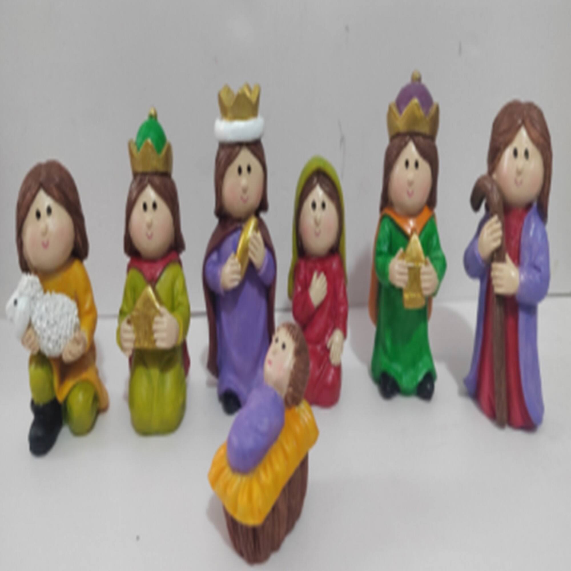 7-Piece Mini Children's Nativity Christmas Set - 4" - Multicolor