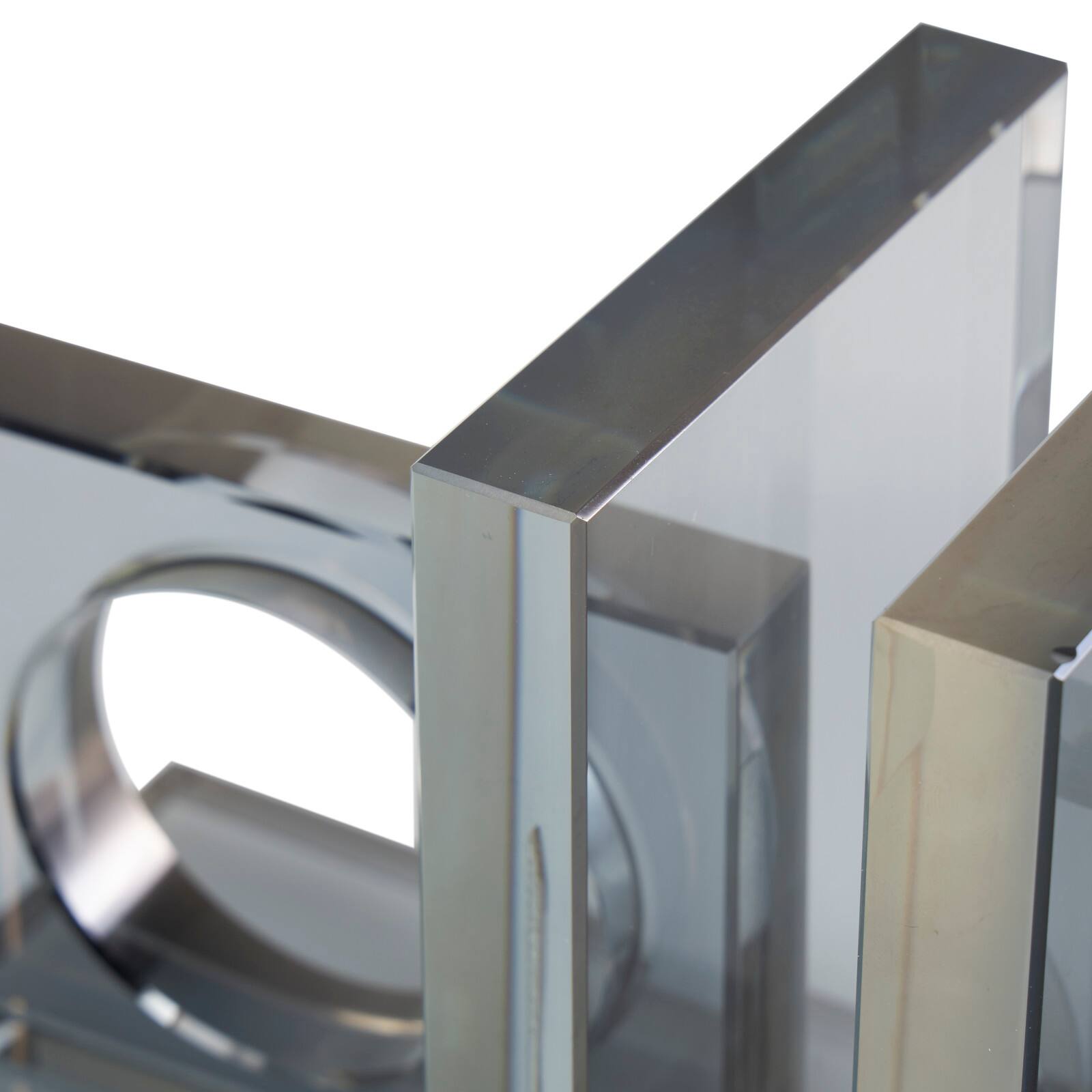 6" Silver Crystal Geometric Square Bookends with Circle Cut Outs Set