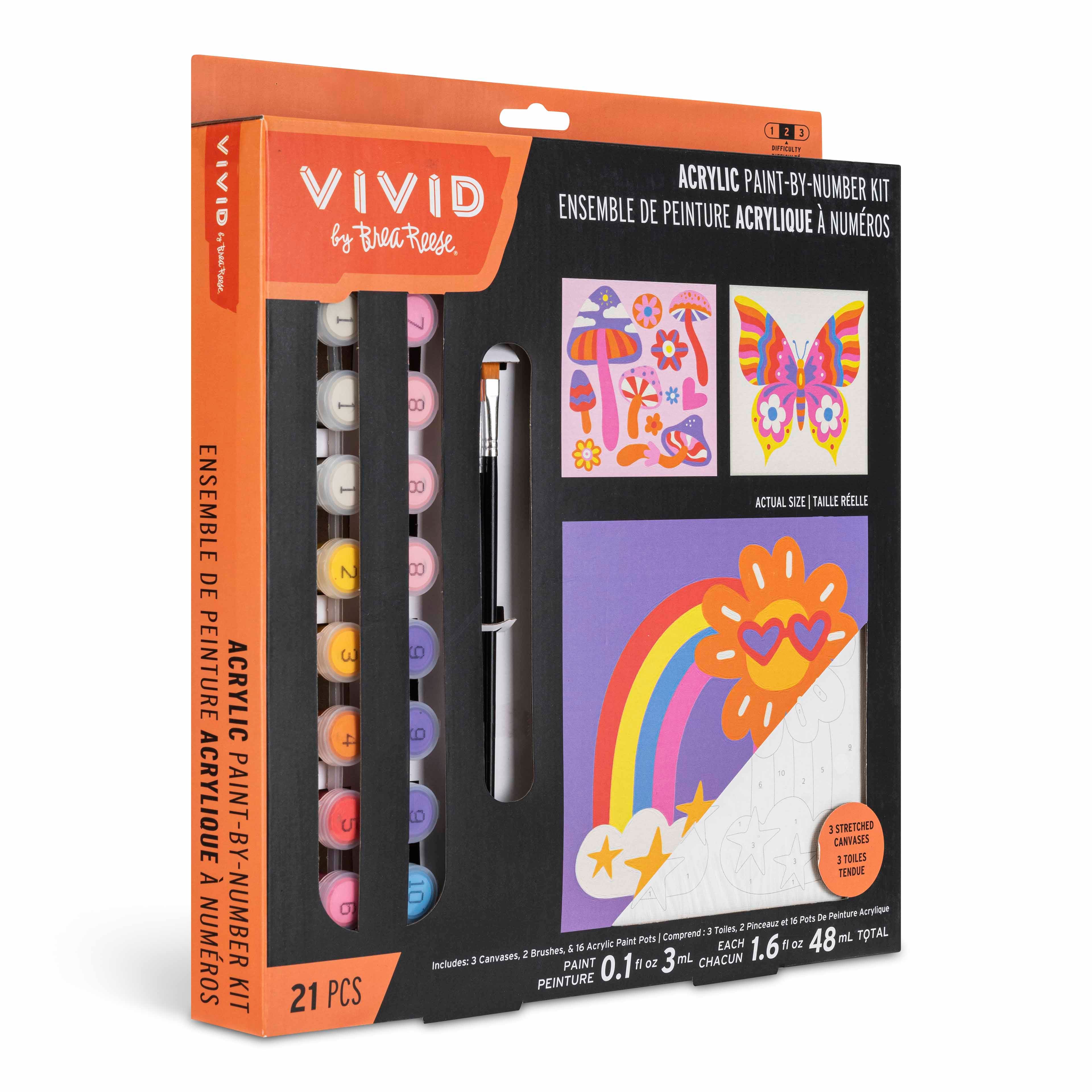 VIVID by Brea Reese&#xAE; Retro Squares Acrylic Paint-by-Number Kit