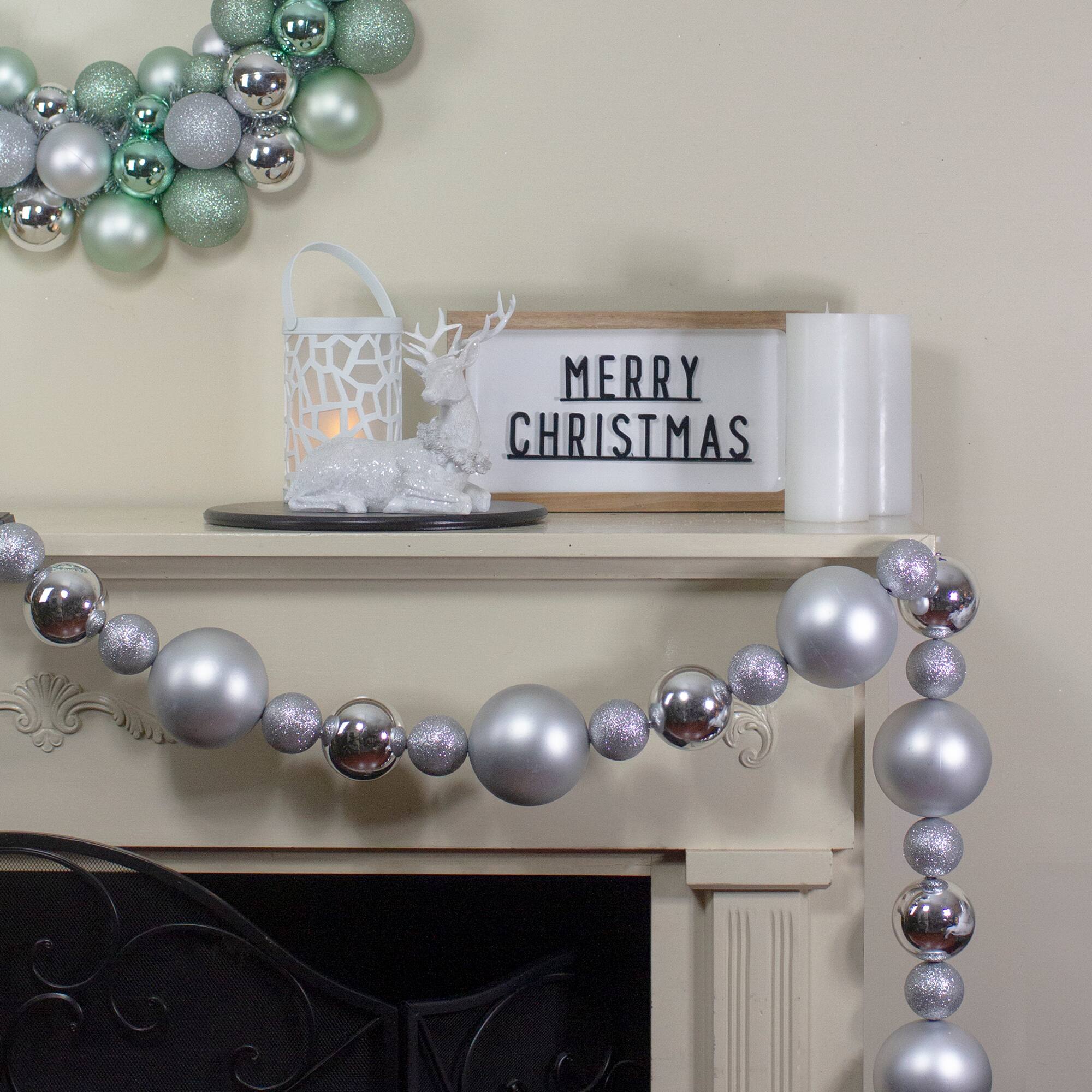 6ft. Shatterproof Ball 3-Finish Silver Splendor Christmas Garland