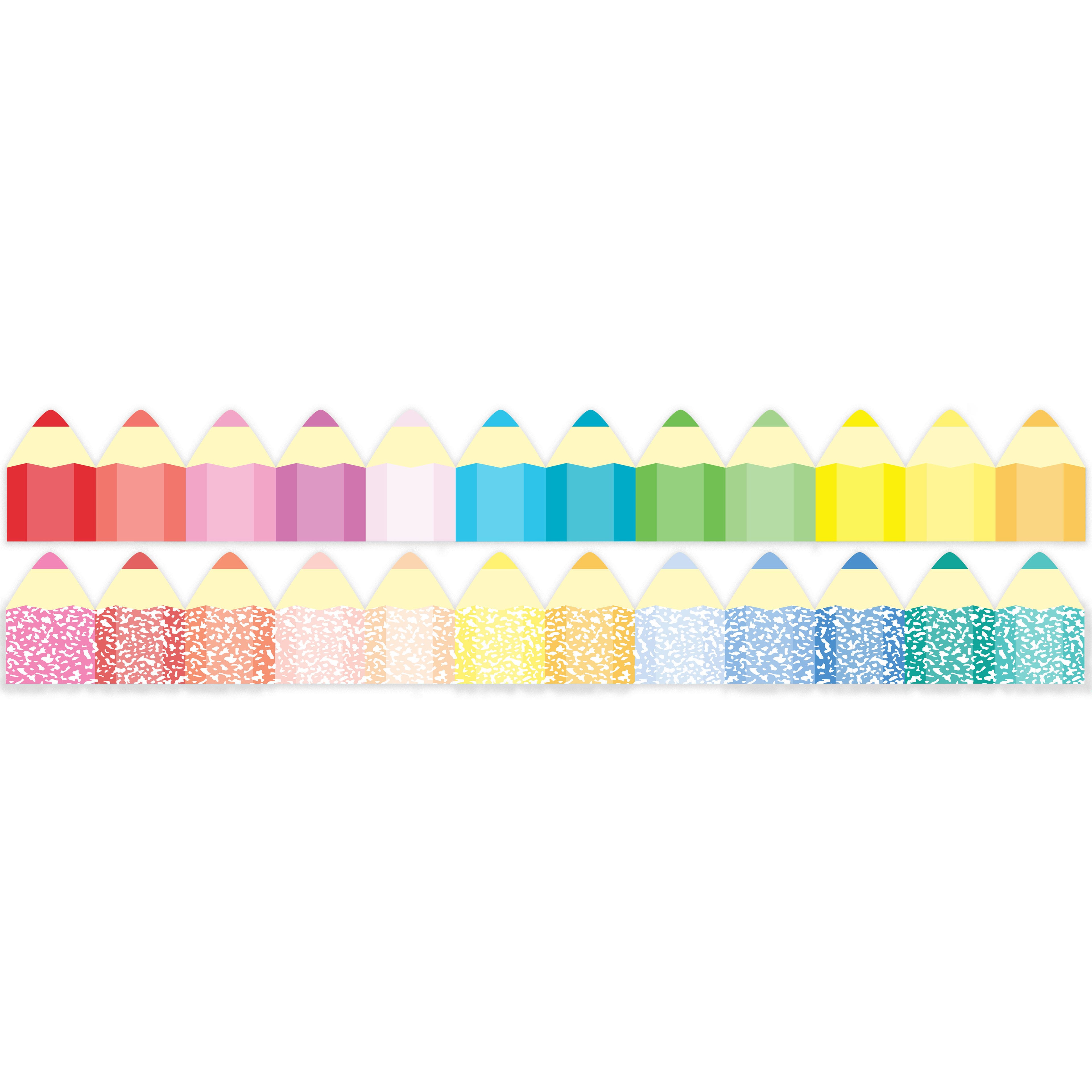 Class Rules! 2.25" x 18" Solid & Speckled Multicolor Pencil Print Borders, 12ct. by B2C™