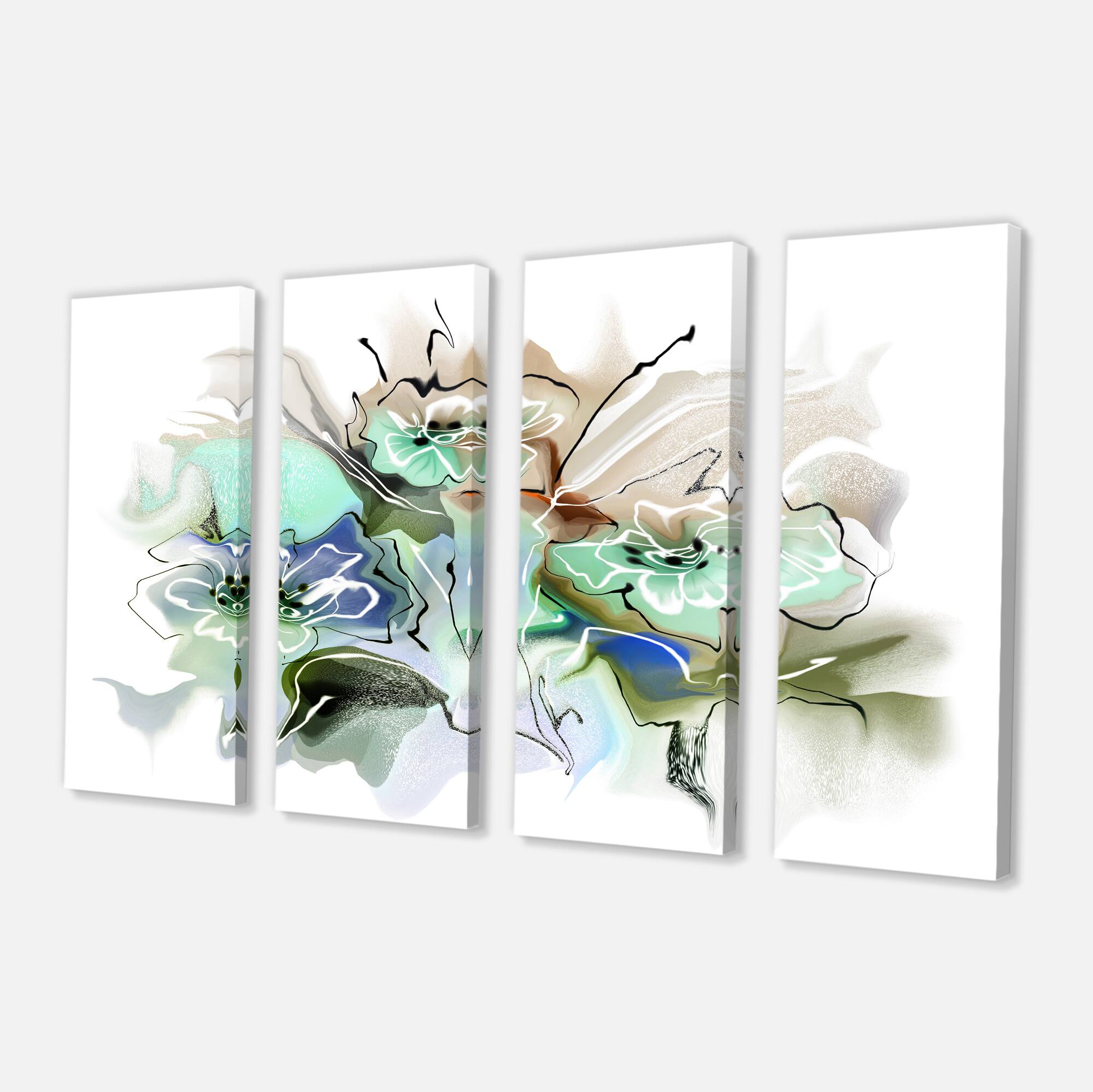 Designart - Textured Floral Watercolor - Extra Large Floral Wall Art