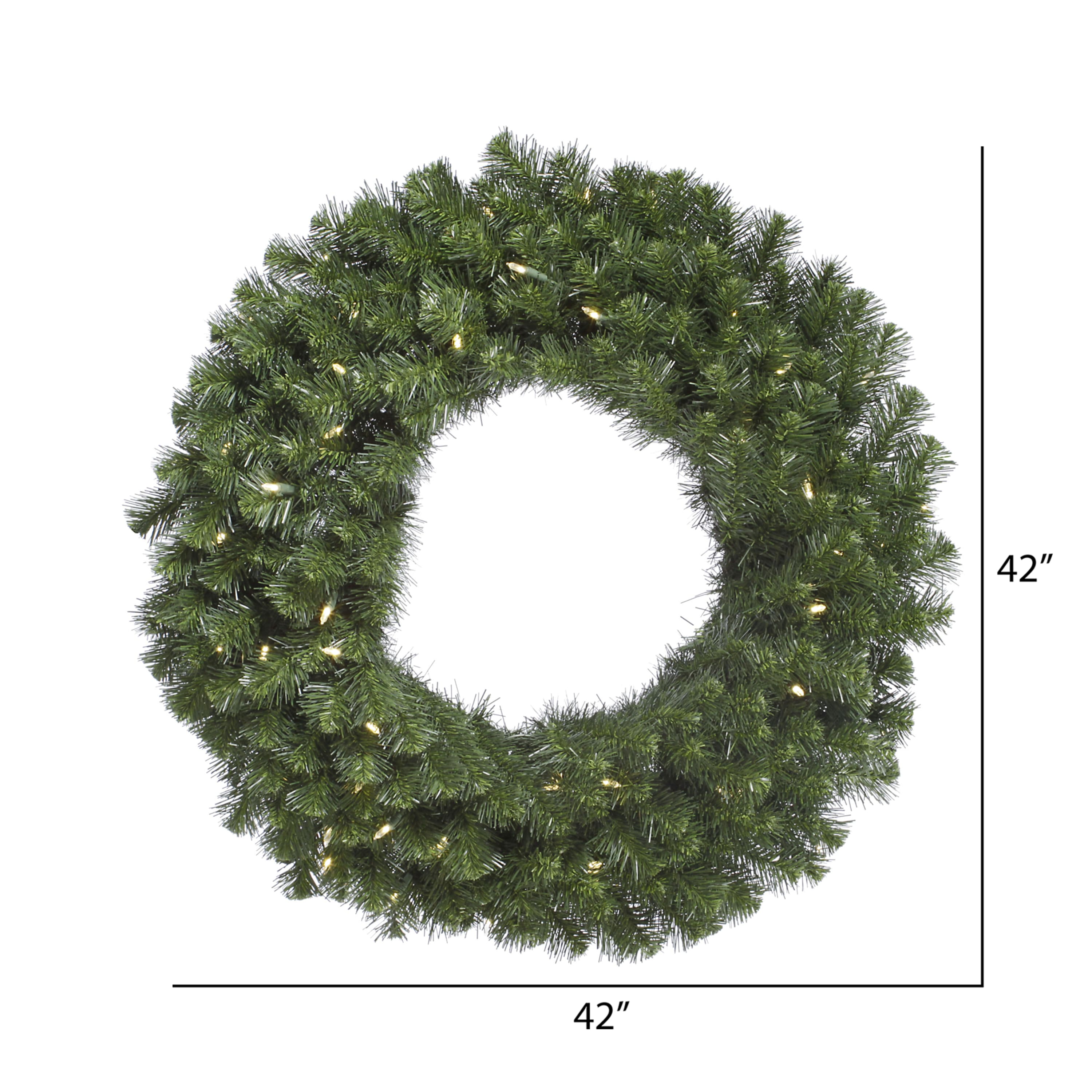 42" Warm White LED Lights Douglas Fir Artificial Christmas Wreath