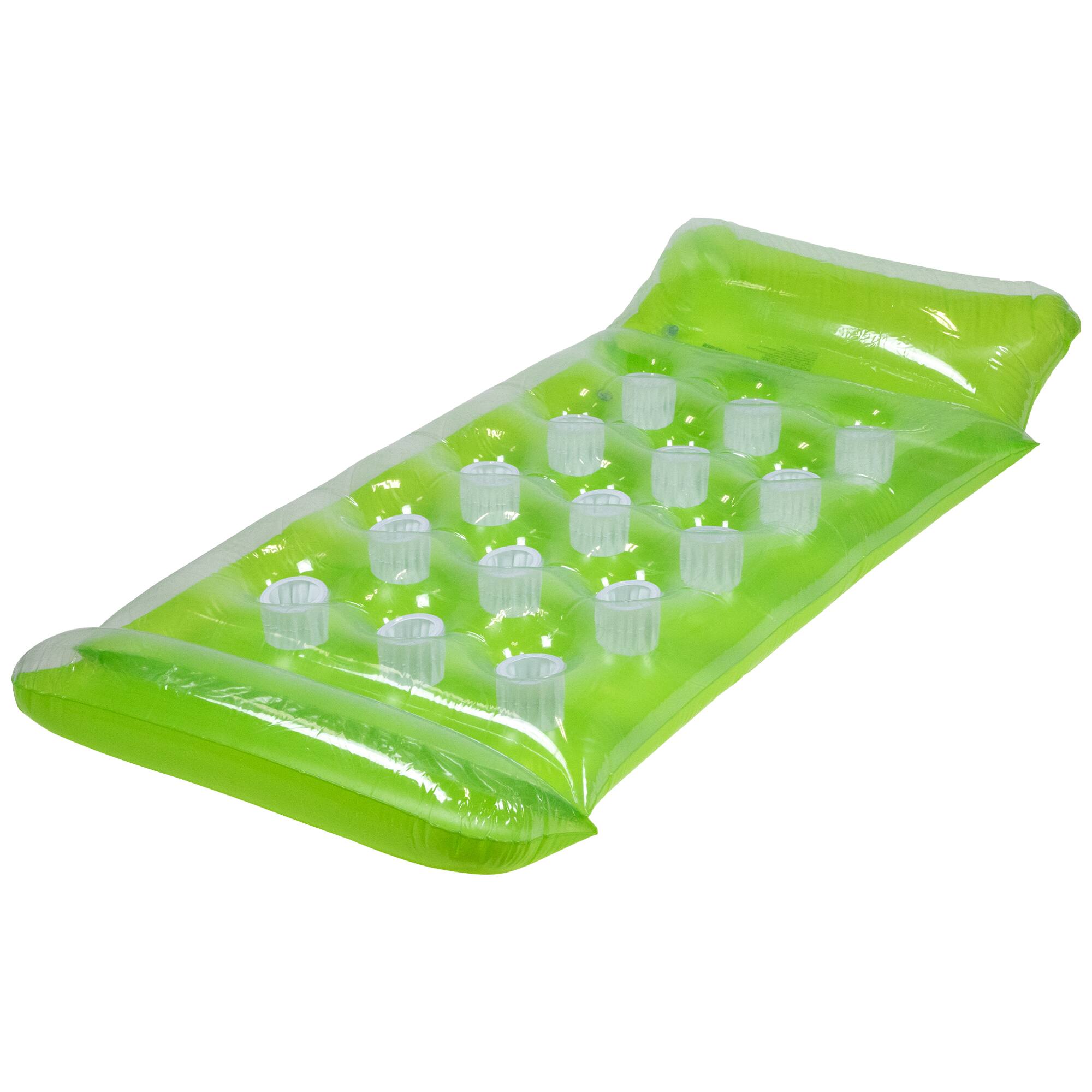 64.75&#x22; Green 15-Pocket Inflatable Swimming Pool Lounge 