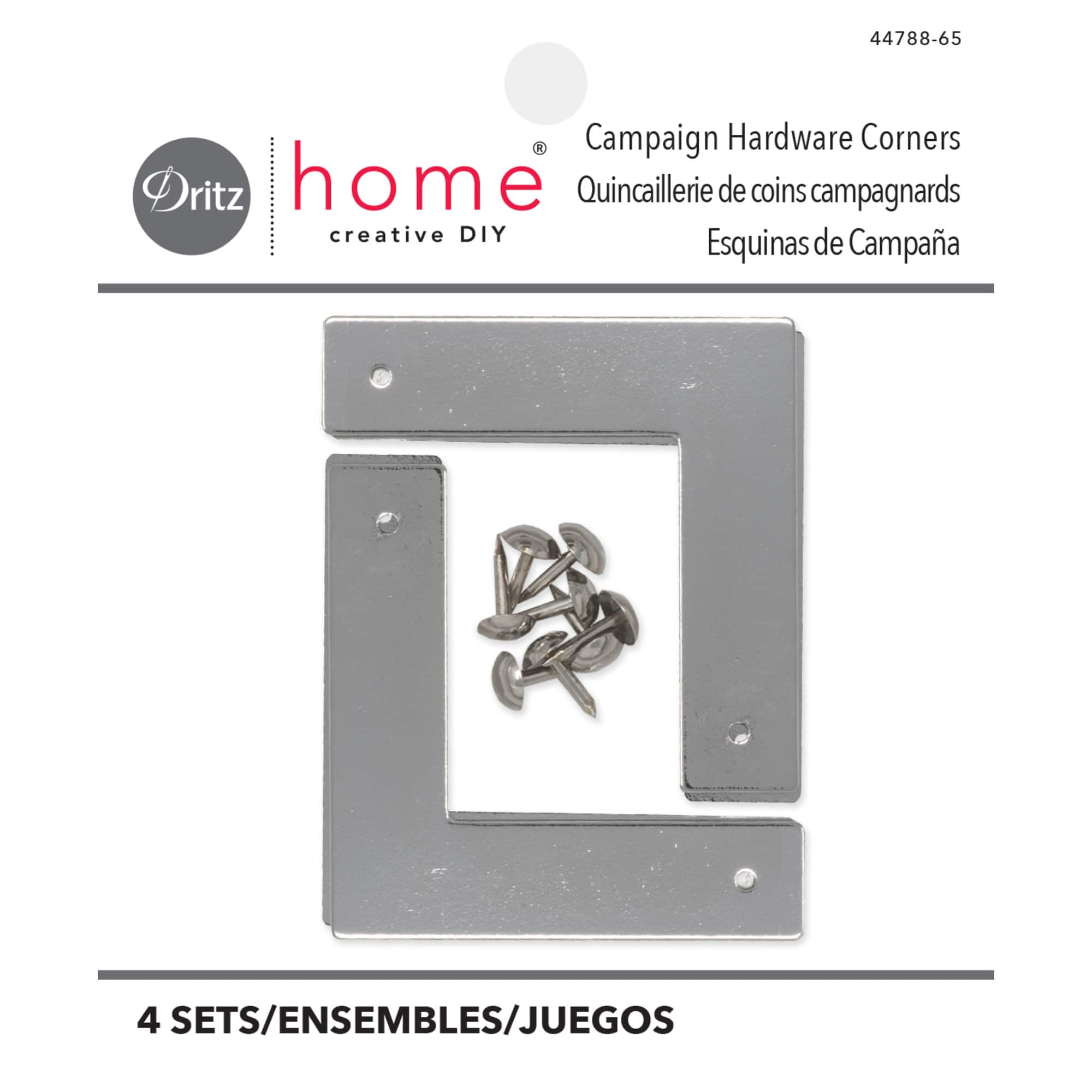 Dritz® Home Small Nickel Smooth Campaign Hardware Corners, 3ct.