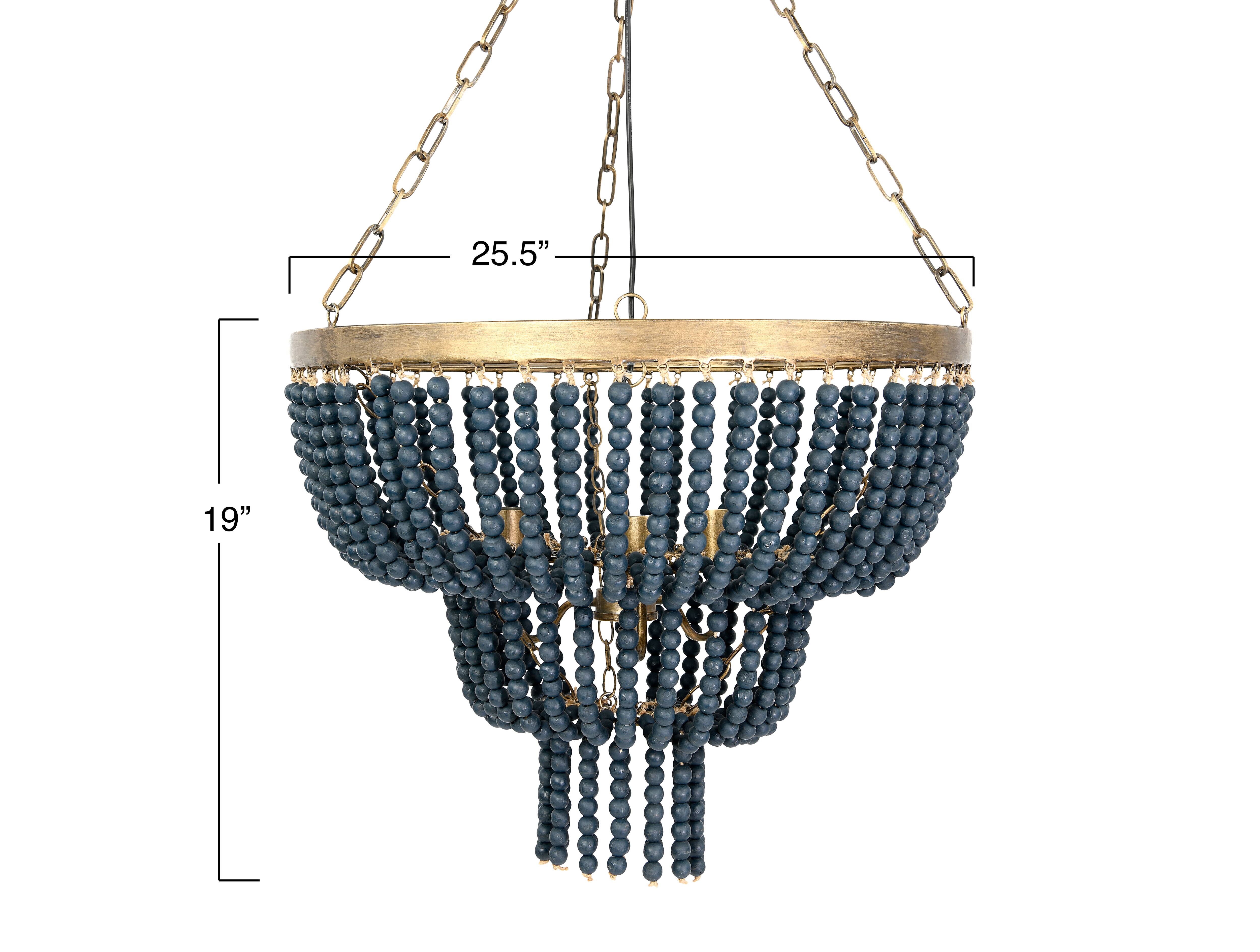 Hello Honey® 25.5" Iron Pendant Light With Blue Wood Beads
