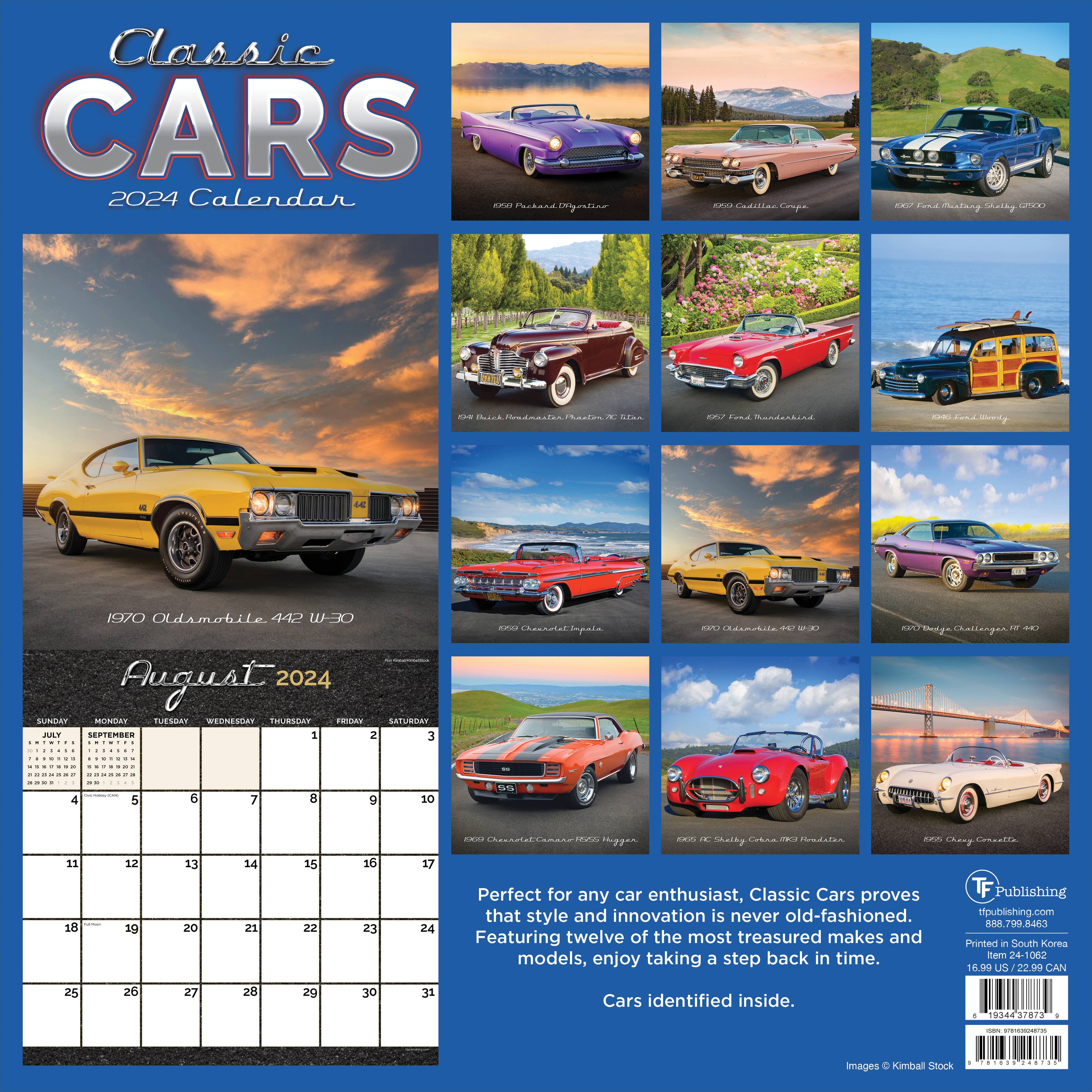 TF Publishing 2024 Classic Cars Wall Calendar