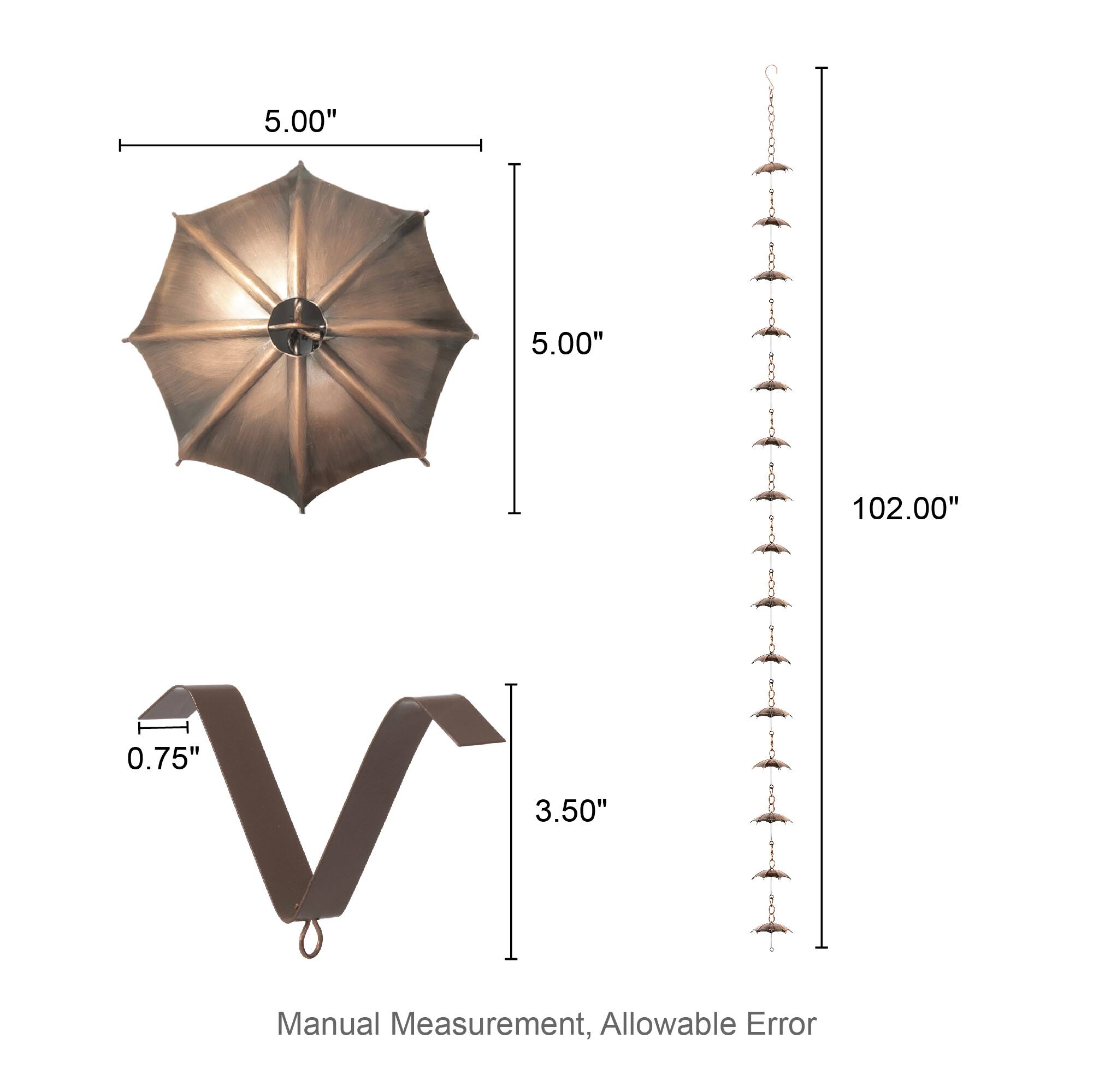 Glitzhome® 8.5ft Faux Copper Umbrella Shaped Rain Chain