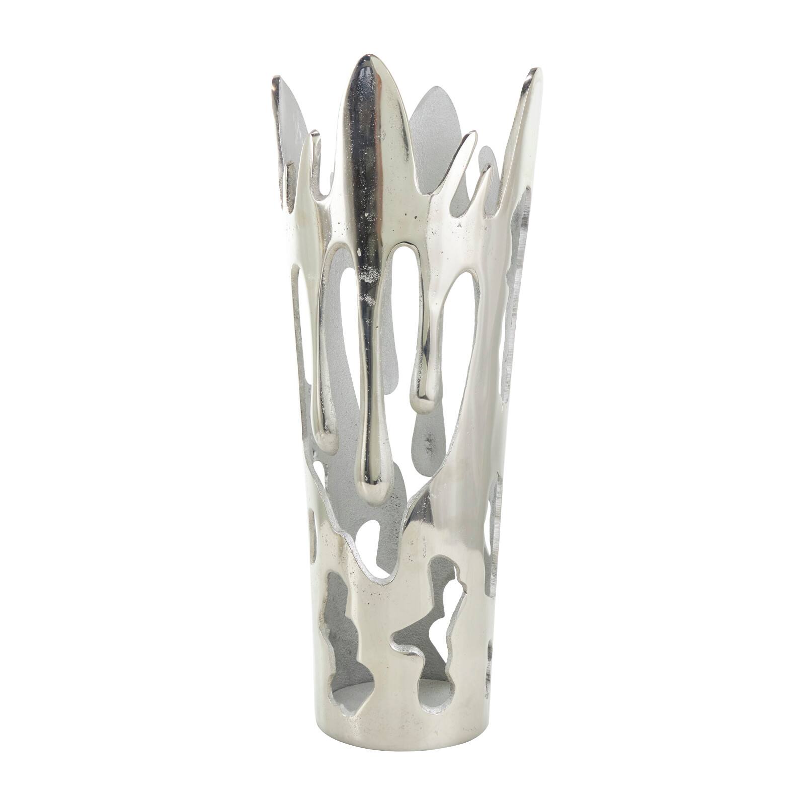 Silver Aluminum Melting Drip Vase Set