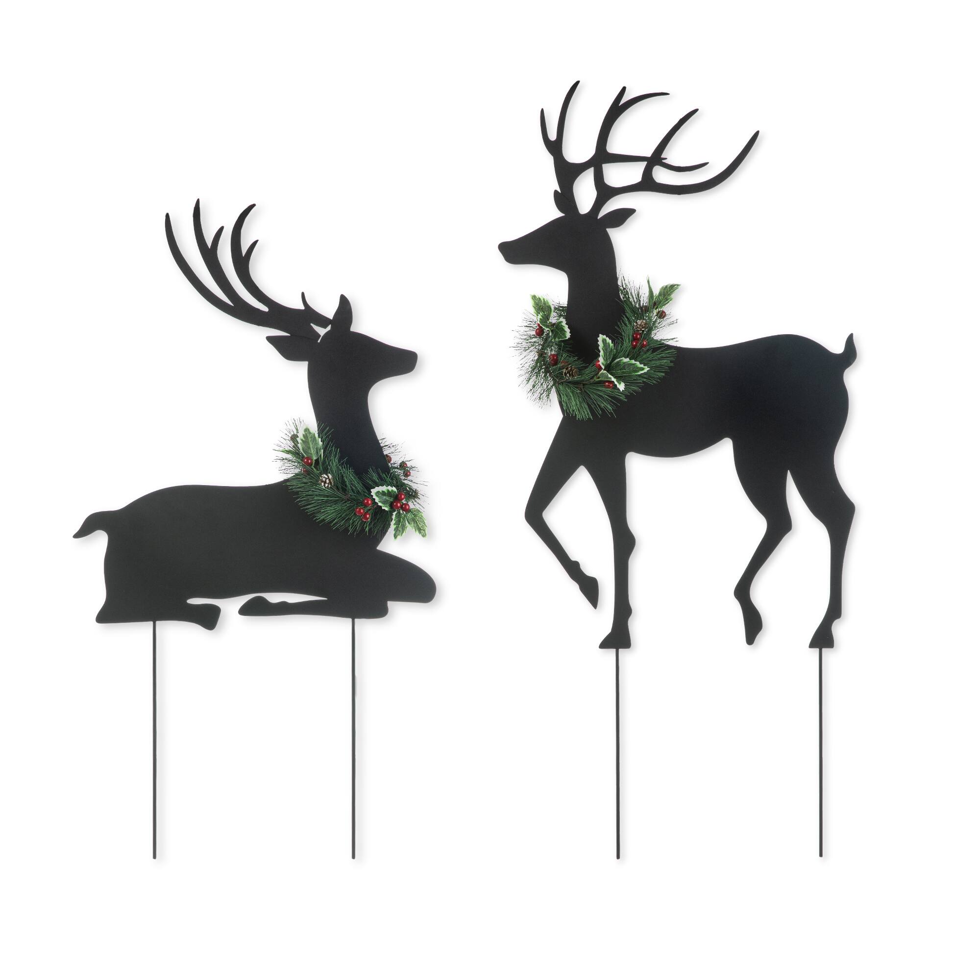Glitzhome&#xAE; Metal Reindeer Silhouette Yard Stake Set