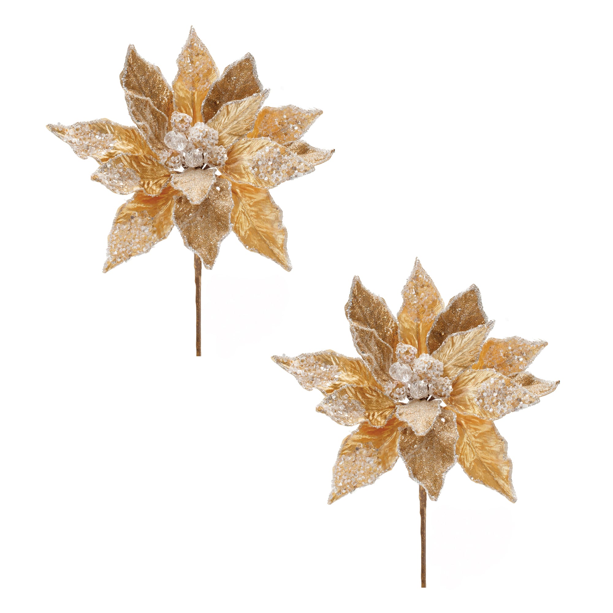 28&#x22; Beaded Velvet Poinsettia Flower Stems, 2ct.