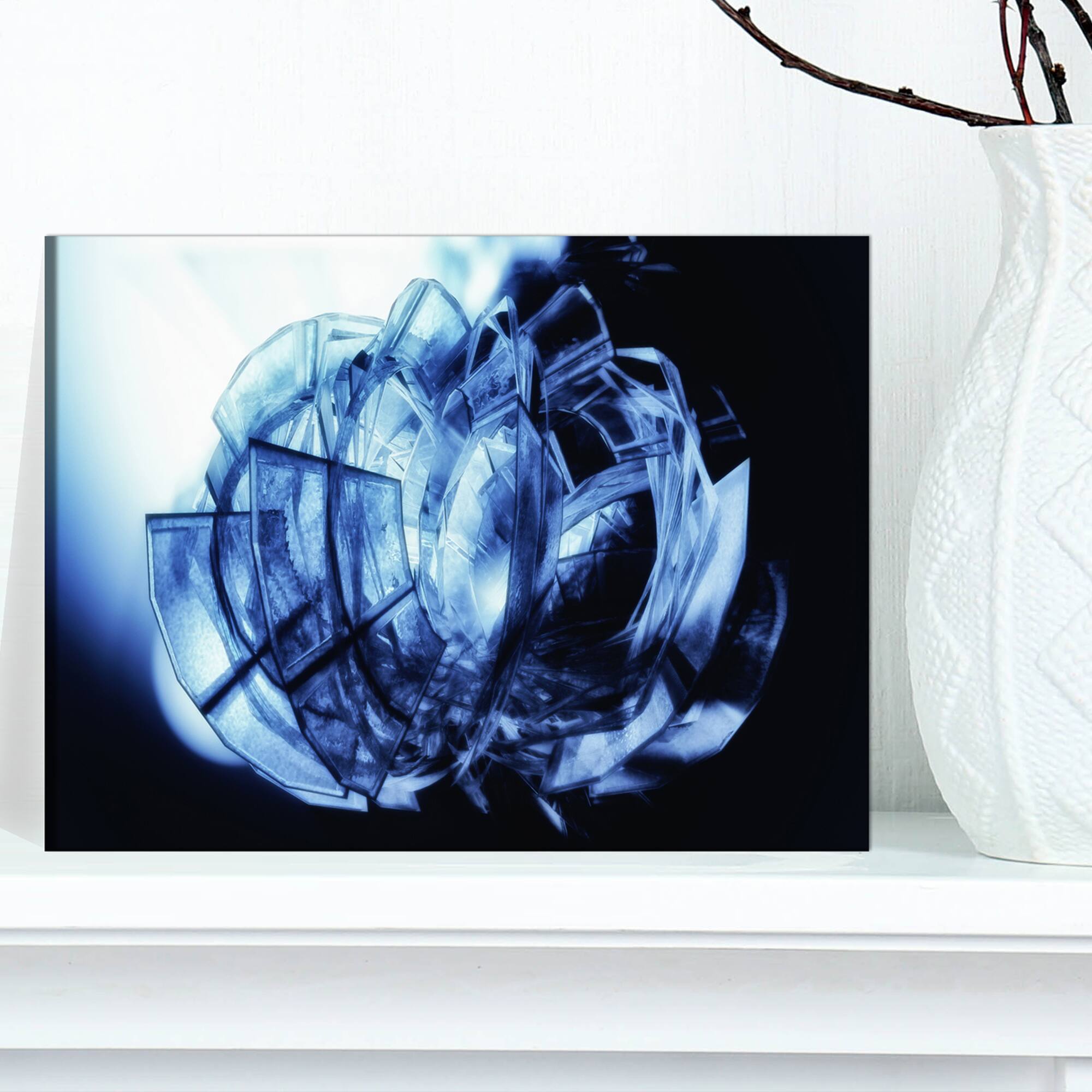 Designart - Fractal 3D Blue Glass Pattern