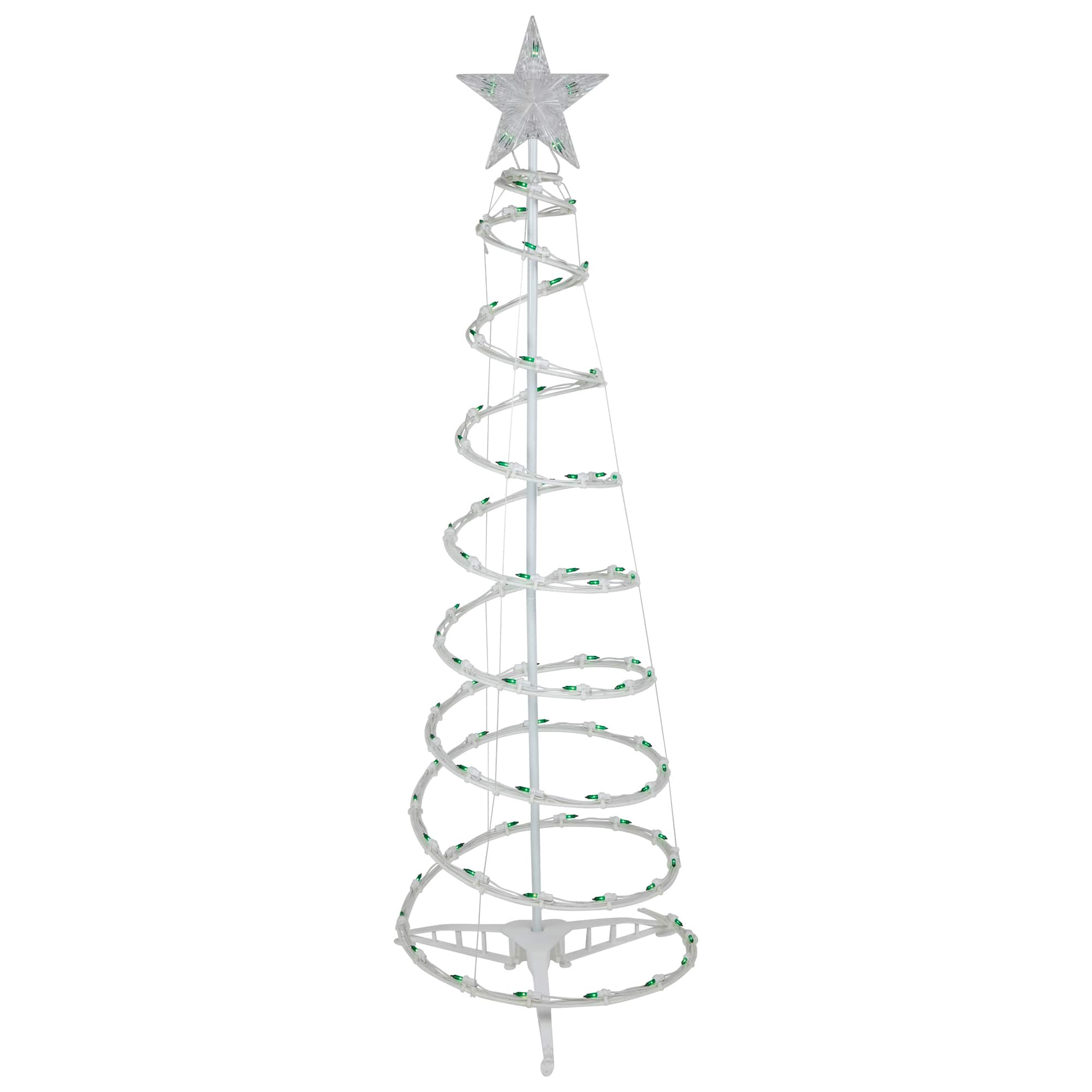 Green Lighted Spiral Christmas Trees Set