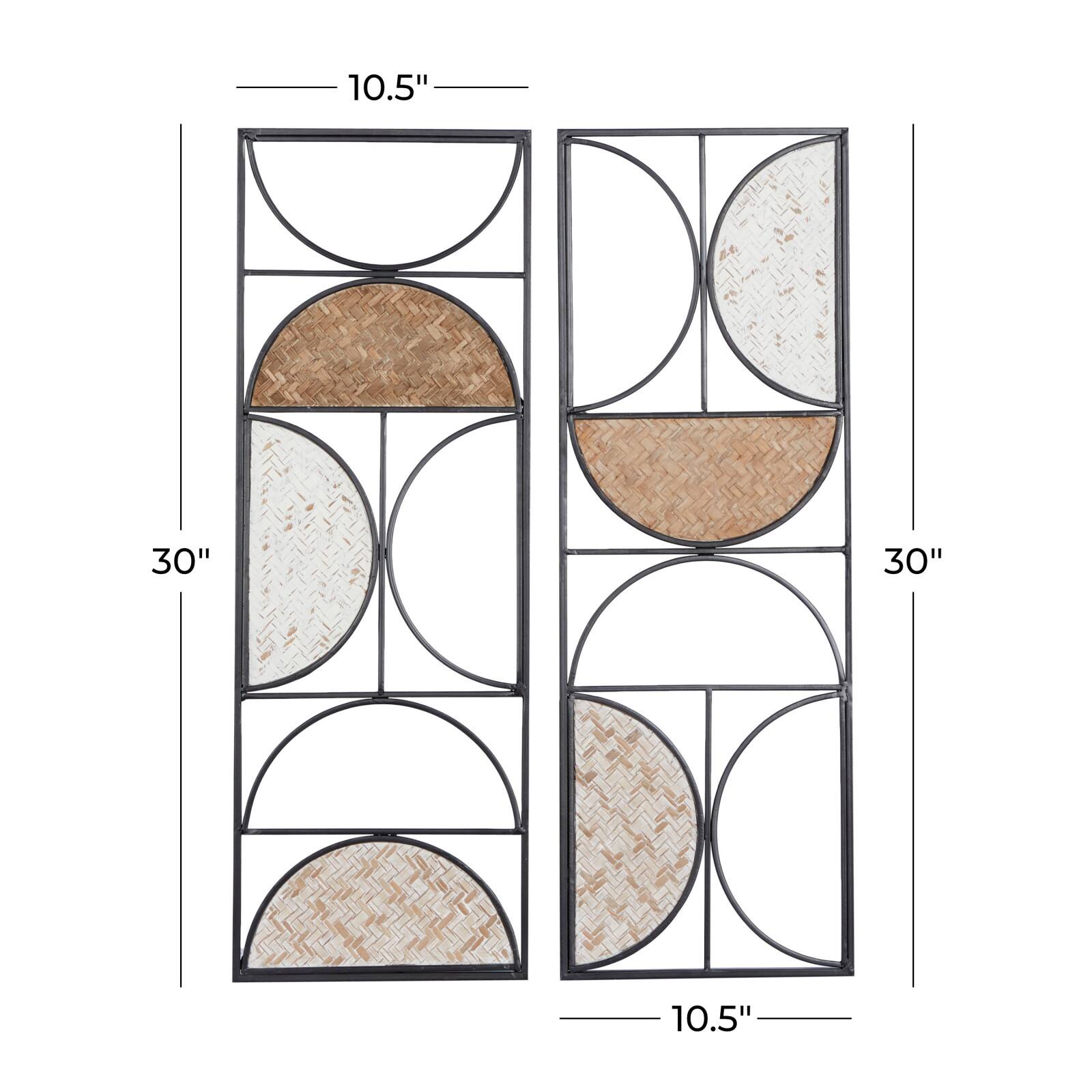 30&#x22; Brown Panels Metal Contemporary Wall D&#xE9;cor Set, 2ct.