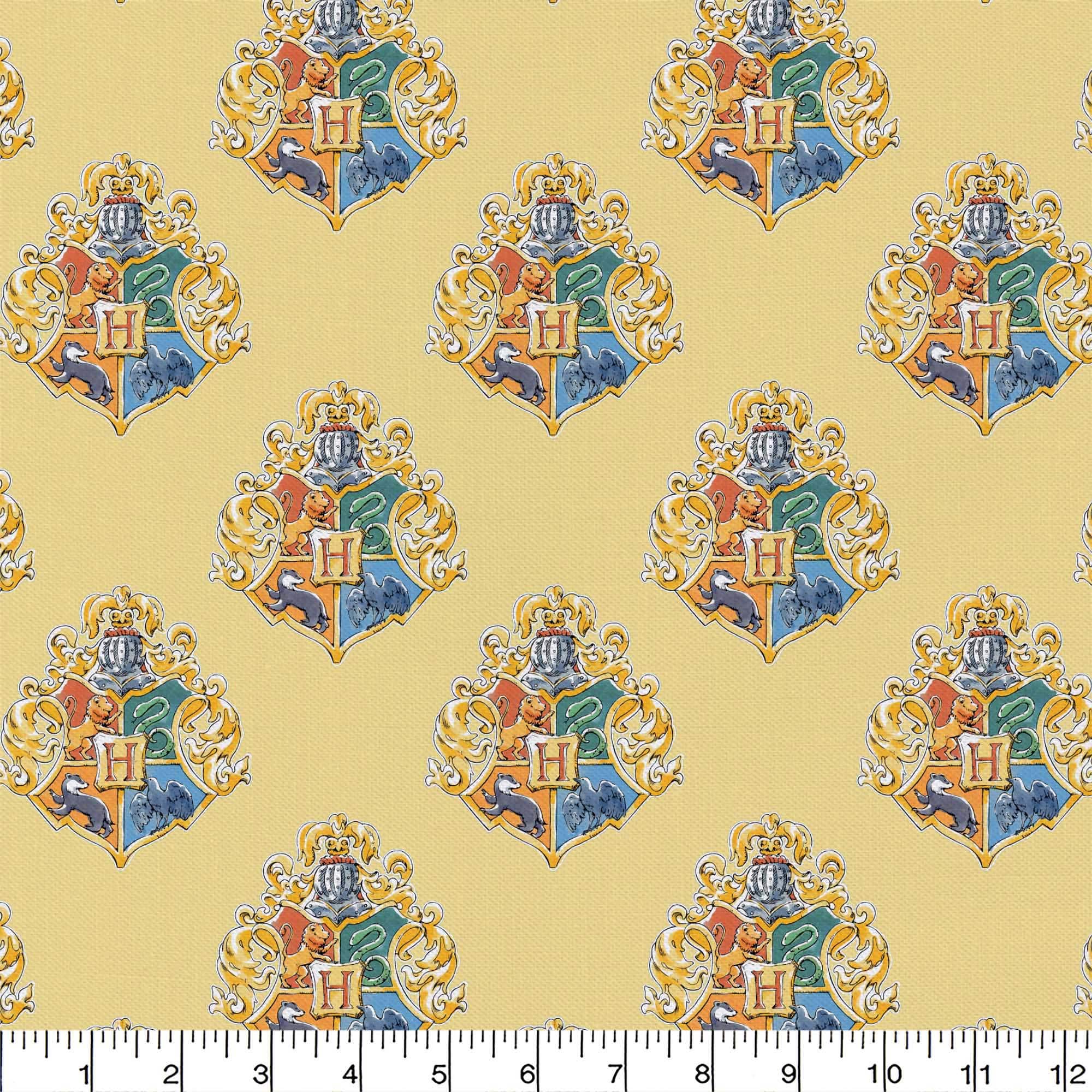 Harry Potter Yellow Watercolor Crest Precut Cotton Fabric