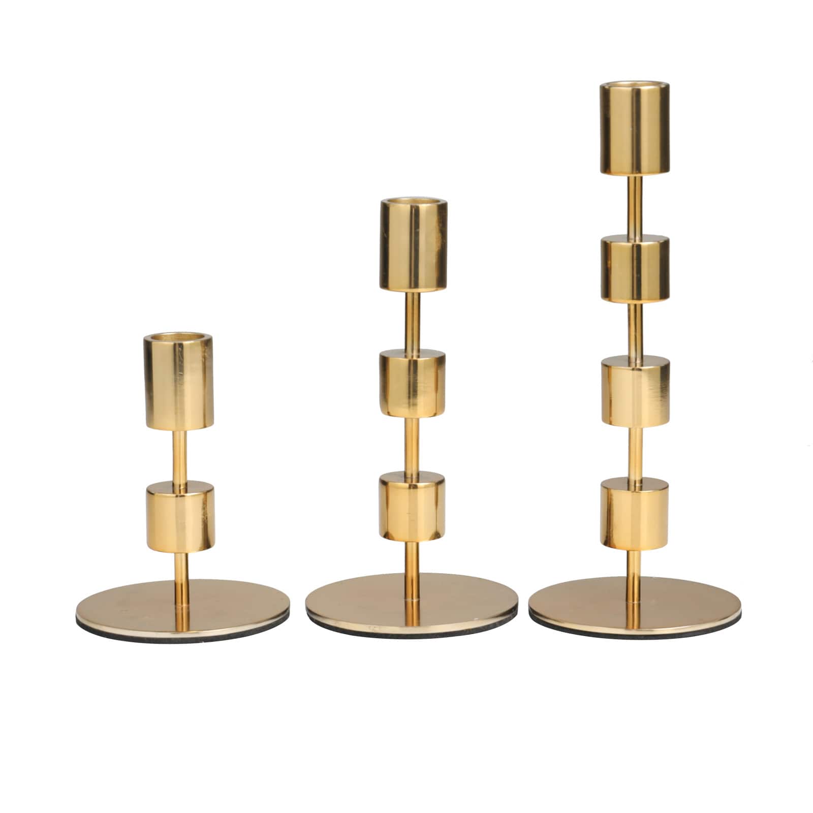 Gold Aluminum Floating Block Abstract Candle Holder with Rounded Base Set
