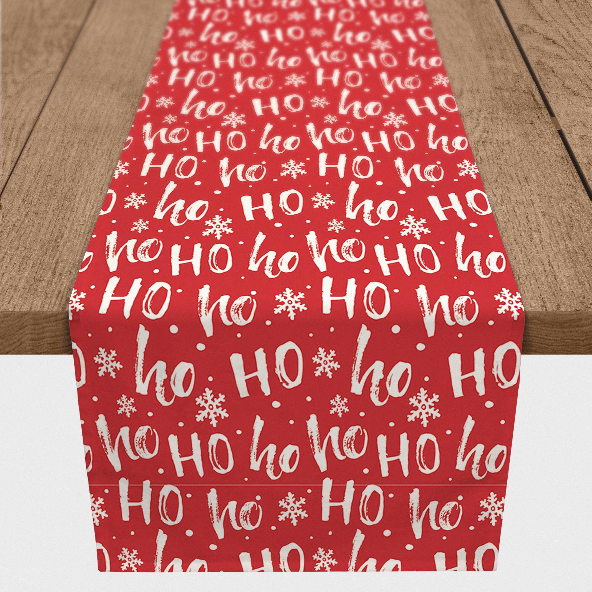 72'' Ho Ho Ho Pattern Cotton Twill Runner