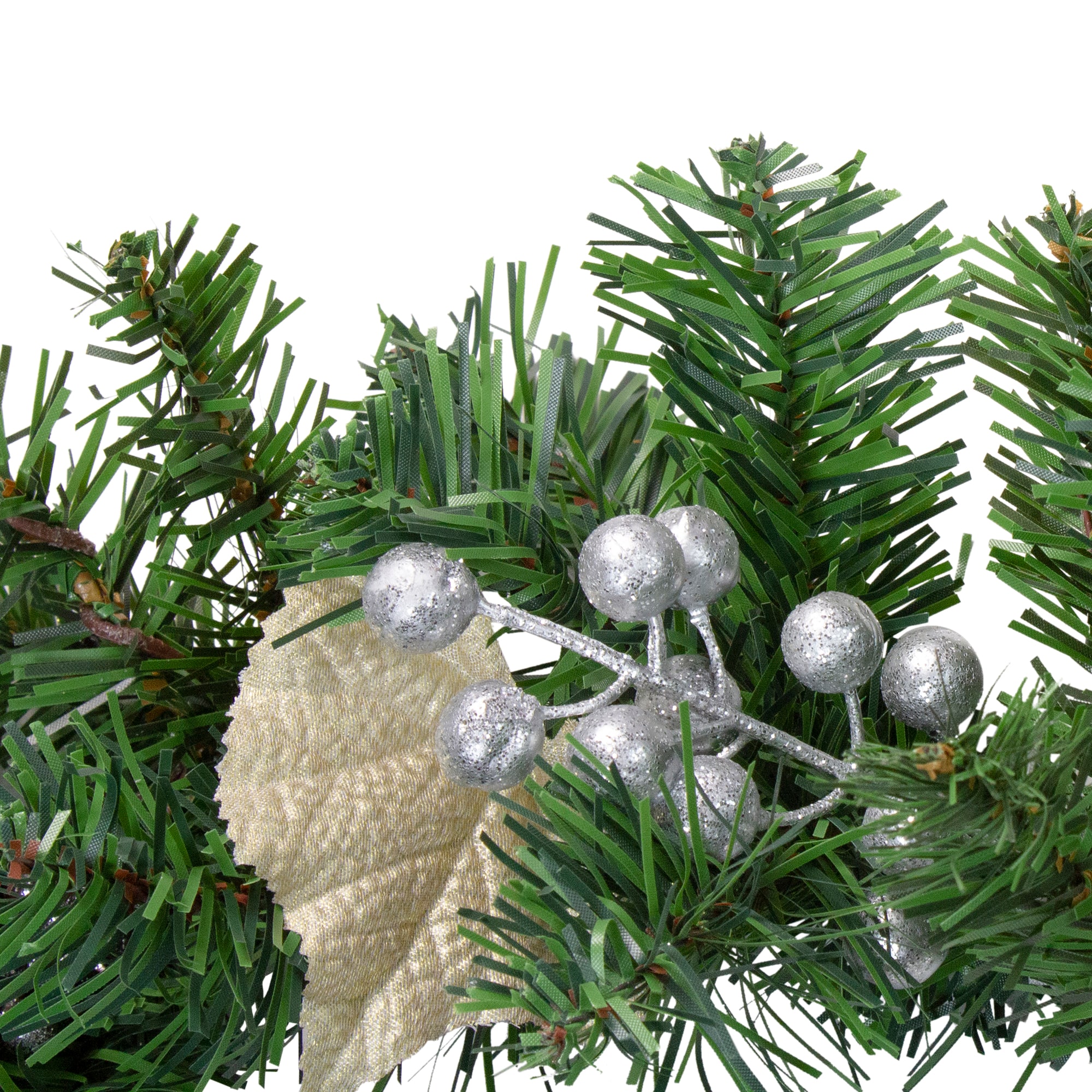 Two-Tone Pine with Purple Poinsettias Berries & Pine Cones Garland, Unlit