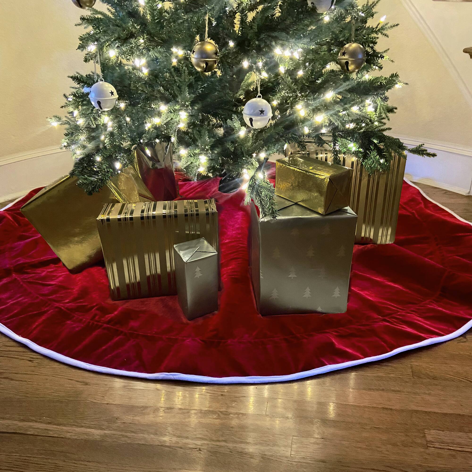 Haute Decor Santa&#x27;s Surprise&#x2122; 80&#x22; Red &#x26; White Christmas Hideaway Tree Skirt