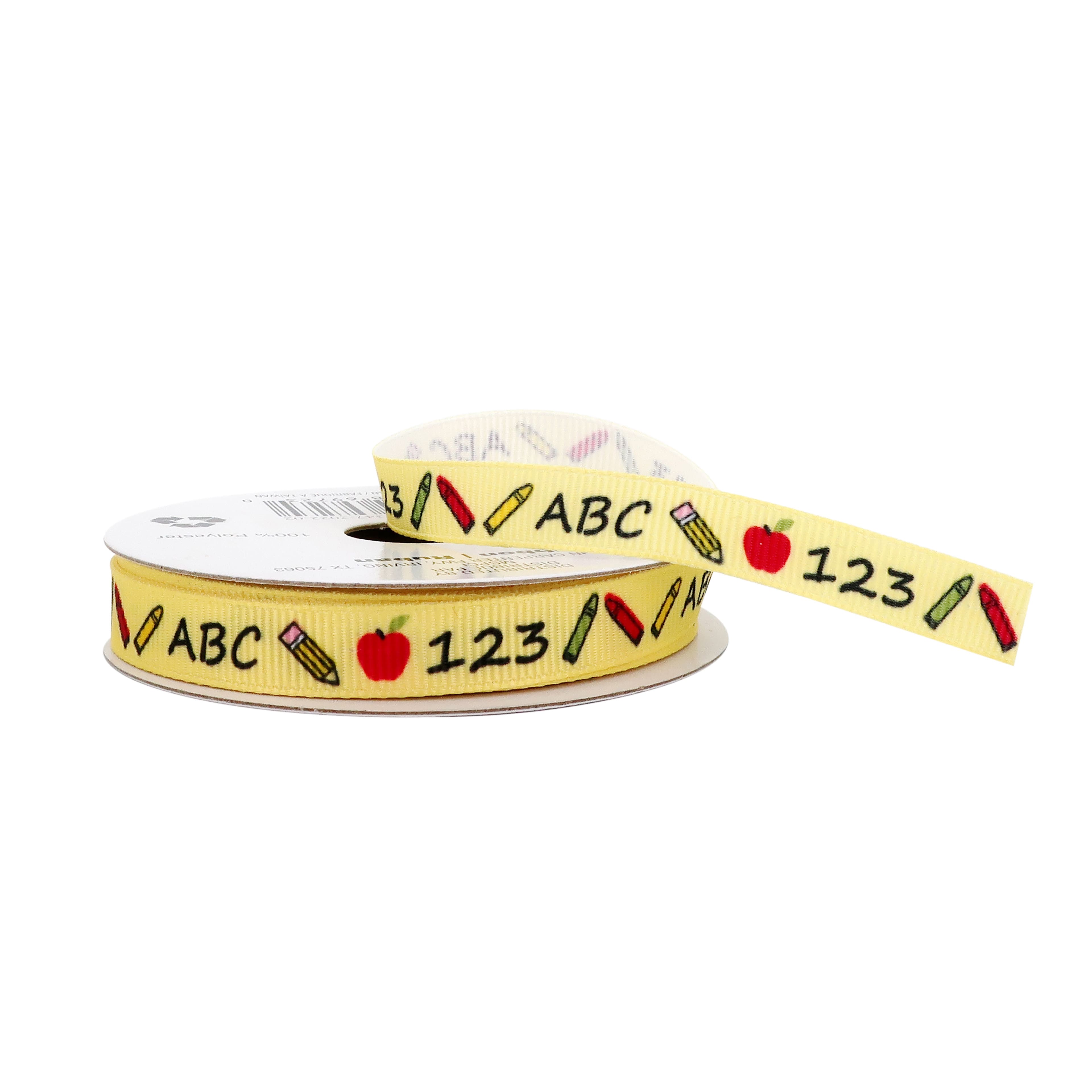 12 Pack: 3/8" x 7yd. Grosgrain ABC & 123 Ribbon by Celebrate It™