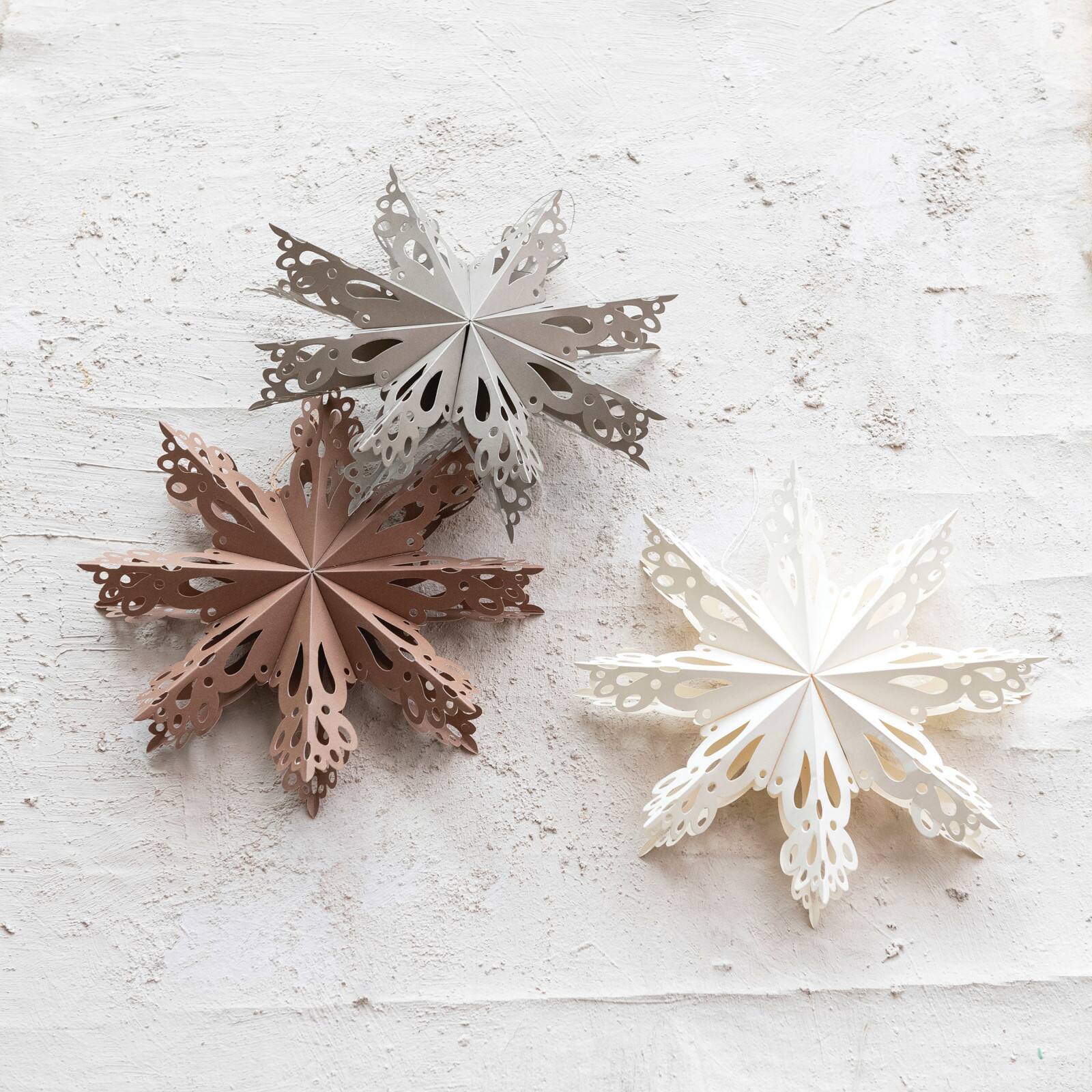 Hello Honey&#xAE; 3 Pack 9&#x22; Folded Snowflake Recycled Paper Ornaments