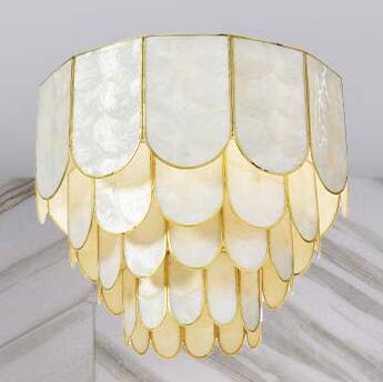 Hello Honey&#xAE; 14&#x22; Round 4-Tier Capiz &#x26; Metal Flush Mount Ceiling Light