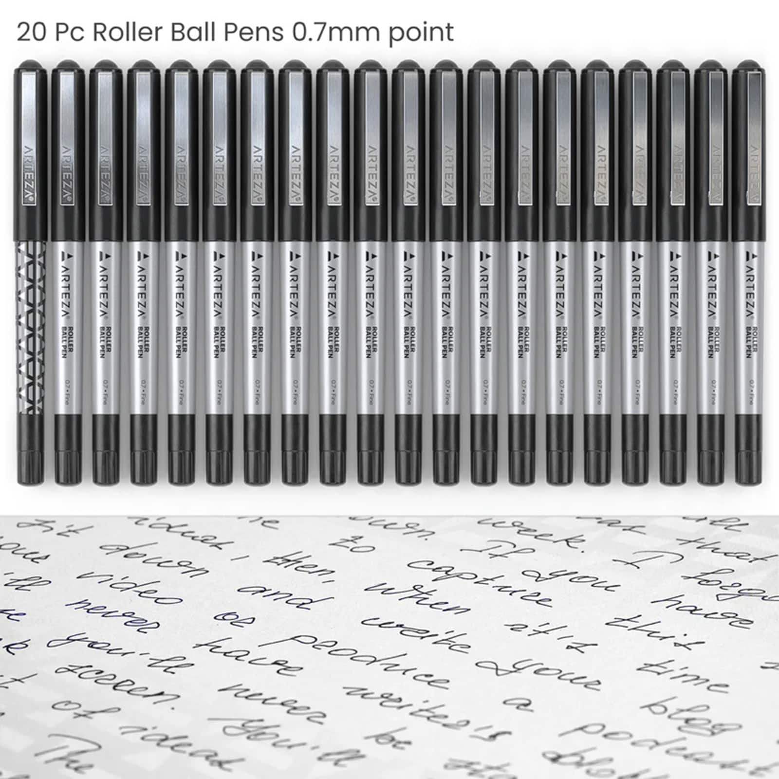 Arteza&#xAE; 0.7mm Fine Tip Black Roller Ball Pens, 20ct.