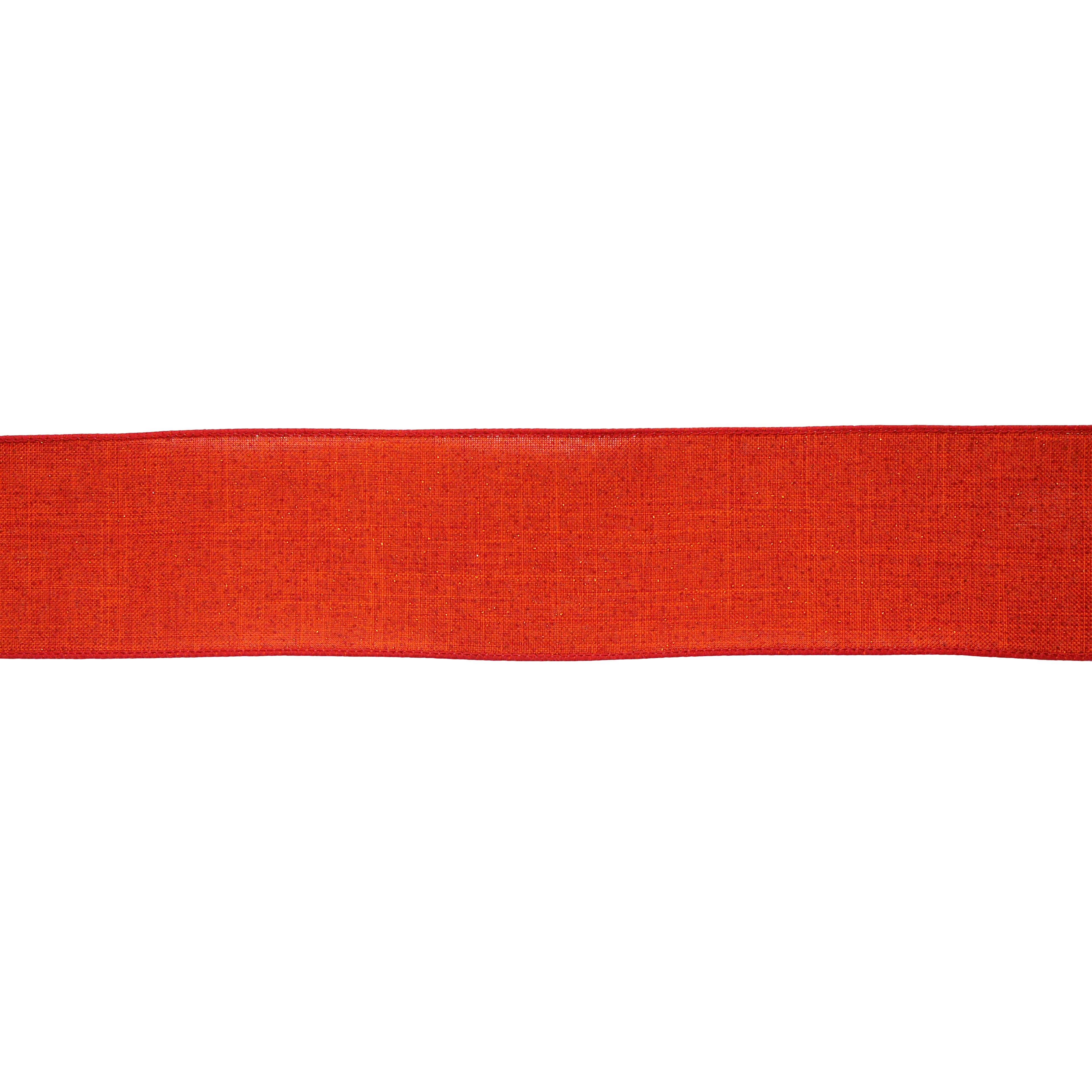 2.5" x 6.6yd. Orange Glitter Faux Linen Wired Ribbon by Celebrate It®
