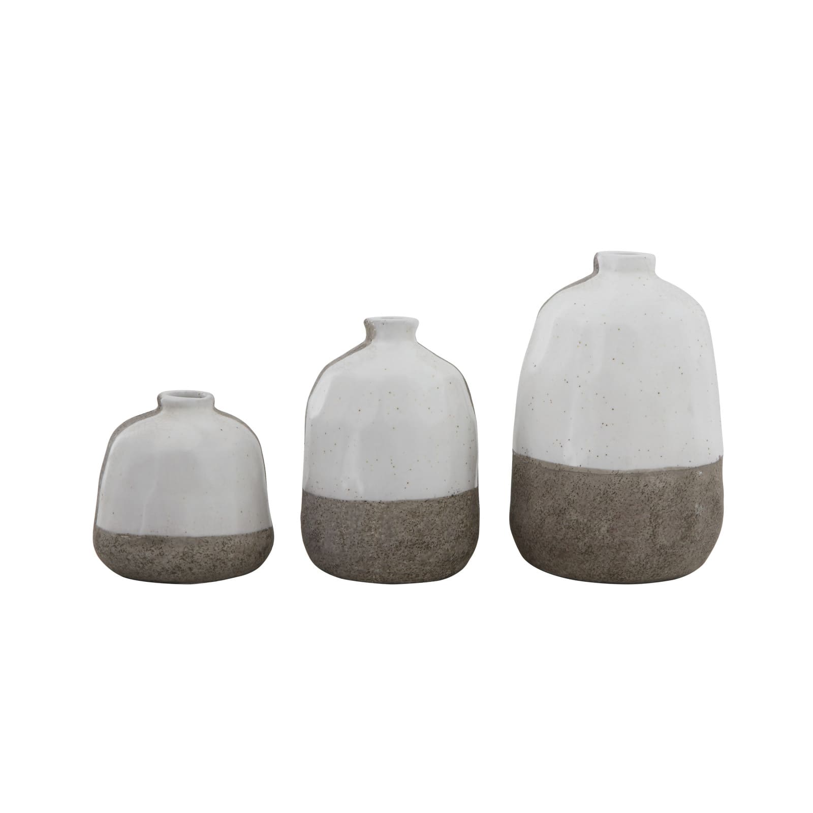 White &#x26; Gray Stripe Terracotta Vase Set