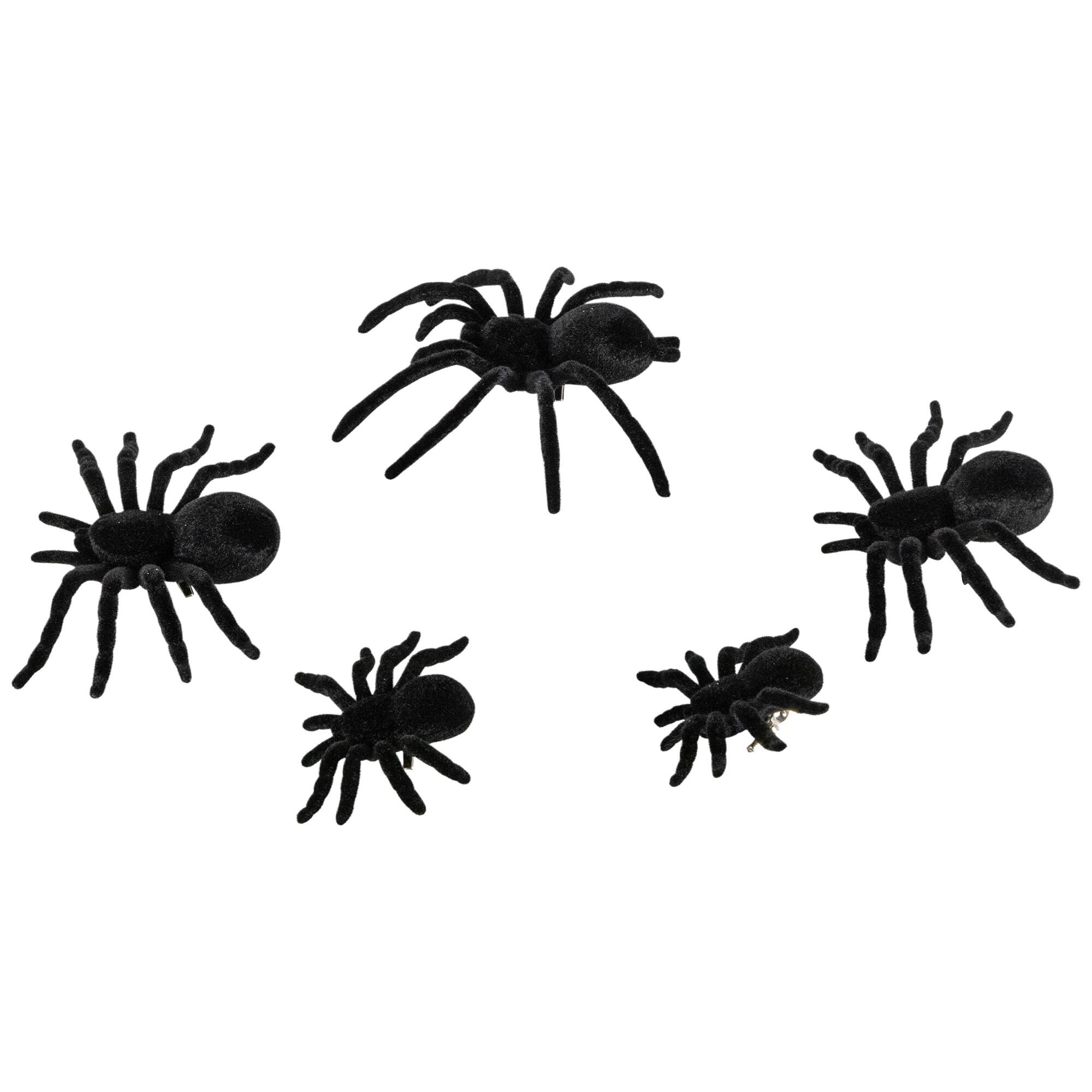 Spiders Halloween Clip-on Decorations - 9.5" - Set of 5