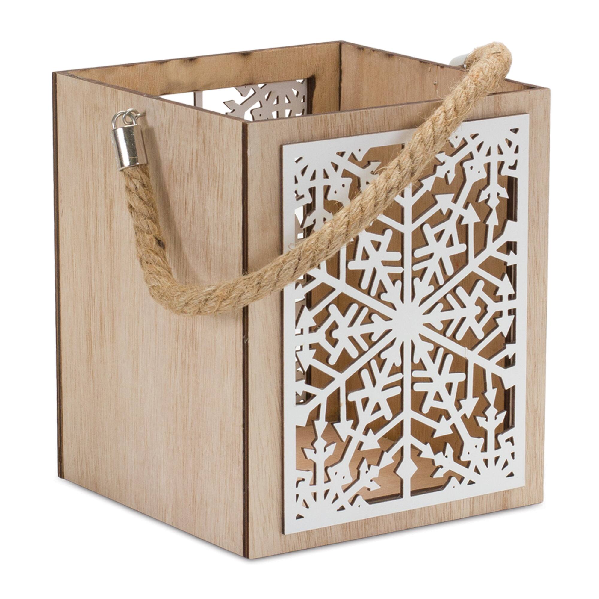 14" Wooden Snowflake Lanterns, 4ct.