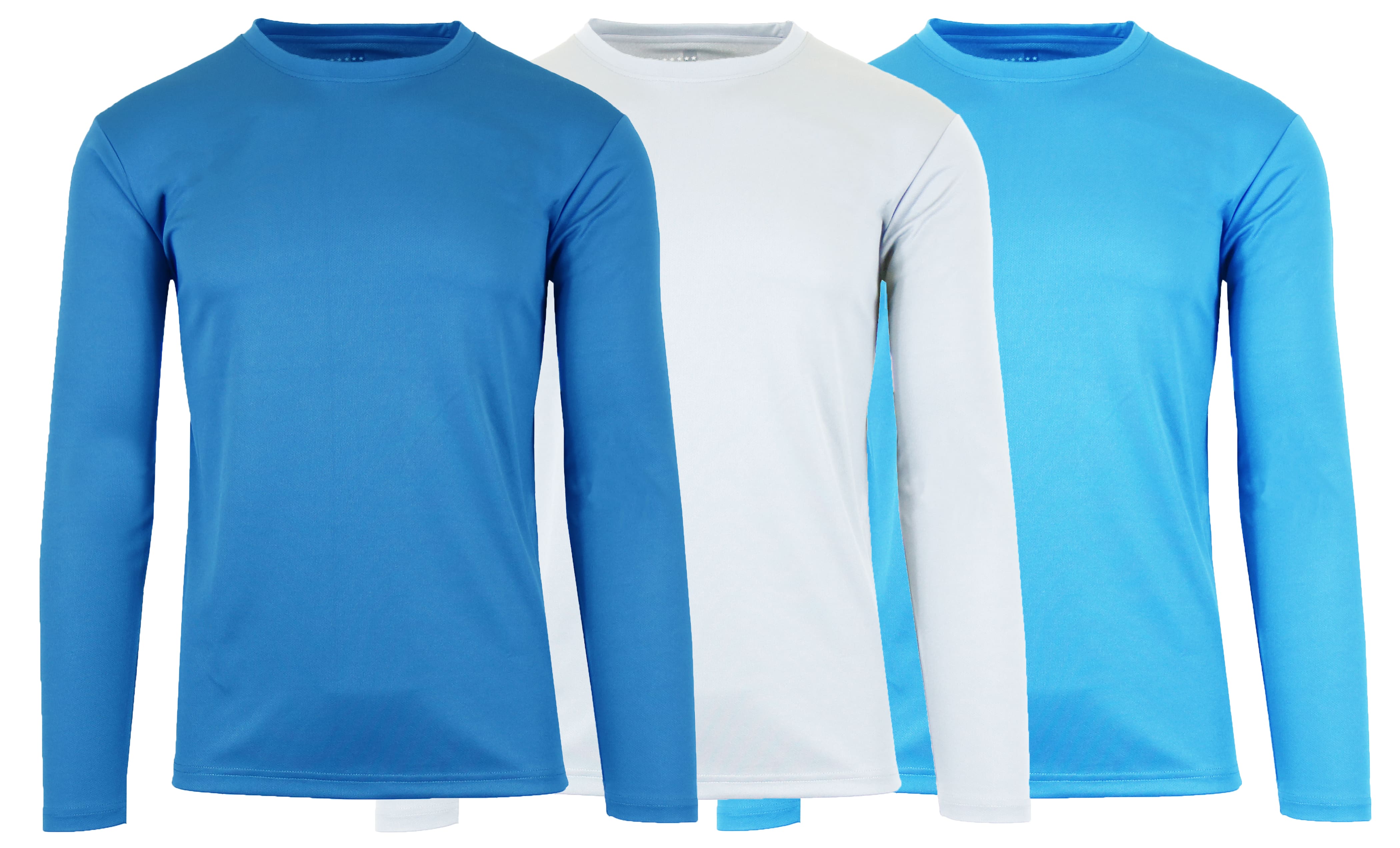 Galaxy by Harvic Long Sleeve Moisture-Wicking Performance Crew Neck Men's T-Shirt 3 Pack