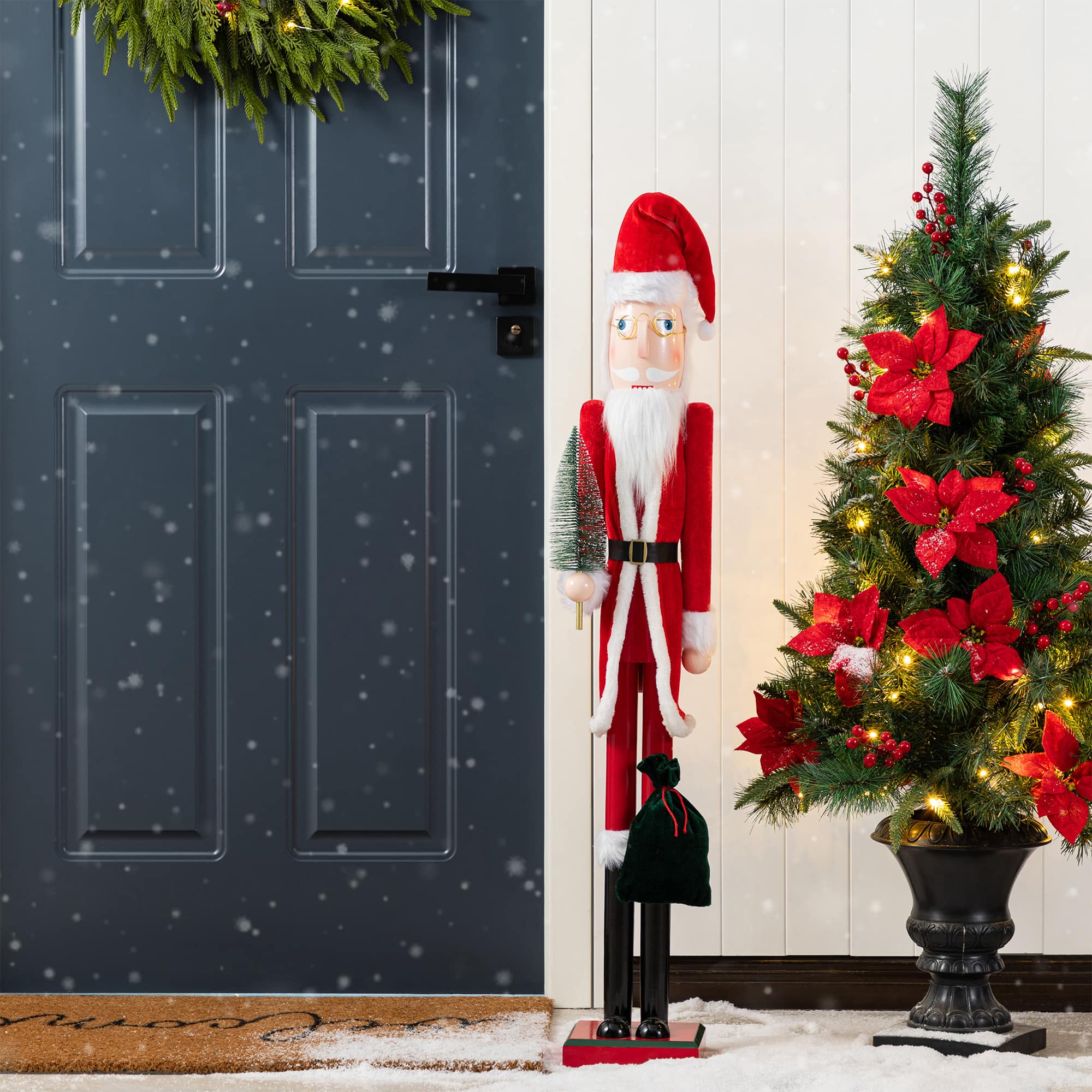 Glitzhome&#xAE; 42&#x22;H Wooden Christmas Santa Nutcracker