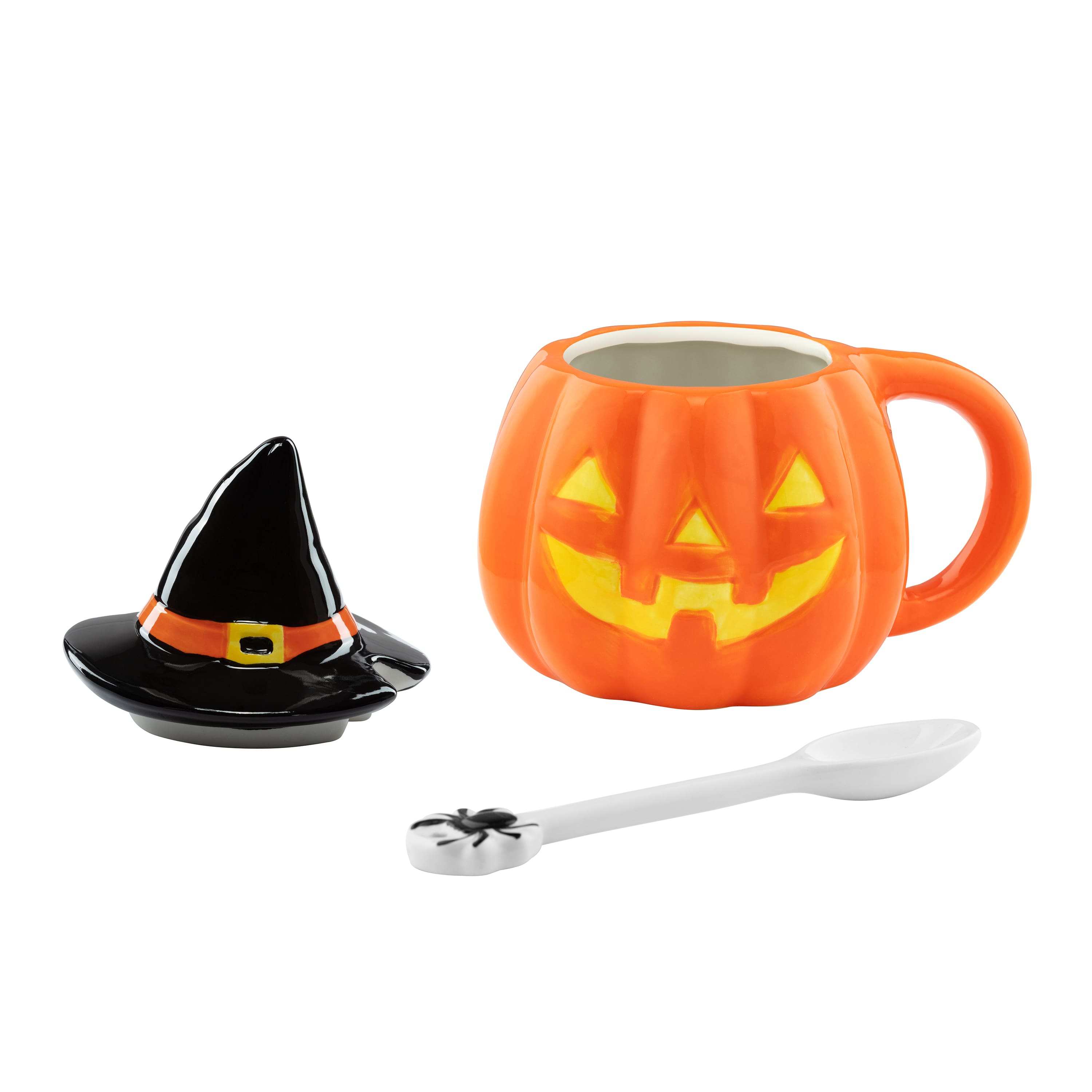 Mr. Halloween Lidded Jack-O-Lantern Mug with Spoon