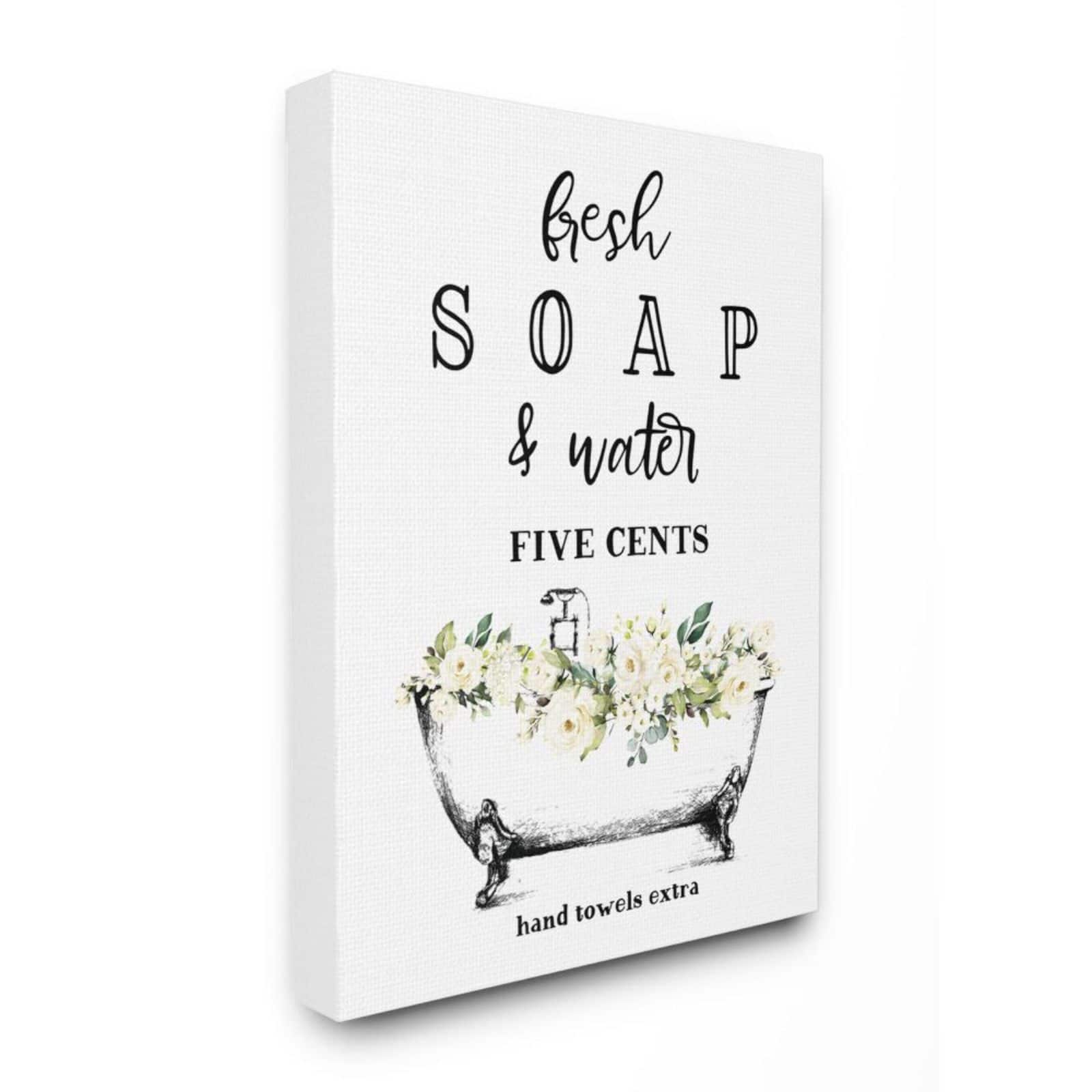 Stupell Industries Fresh Soap & Water Bath Tub Bathroom Design Canvas Wall Art