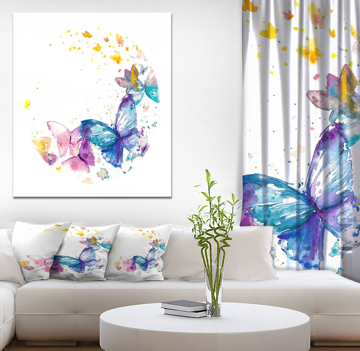 Designart - Butterfly on White Paper - Animals Painting Print on Wrapped Canvas