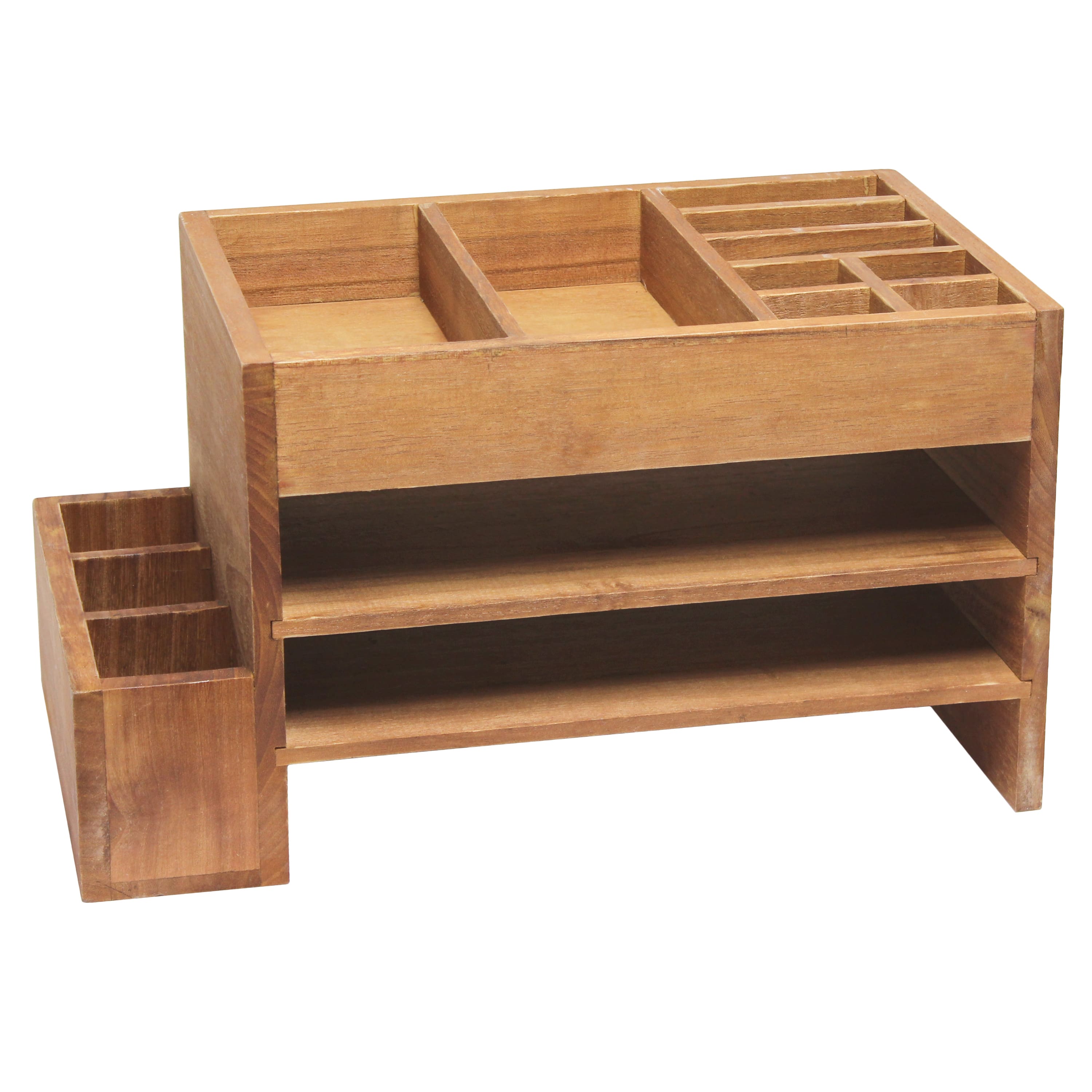 Elegant Designs Natural Wood Cubbies &#x26; Letter Tray Desk Organizer