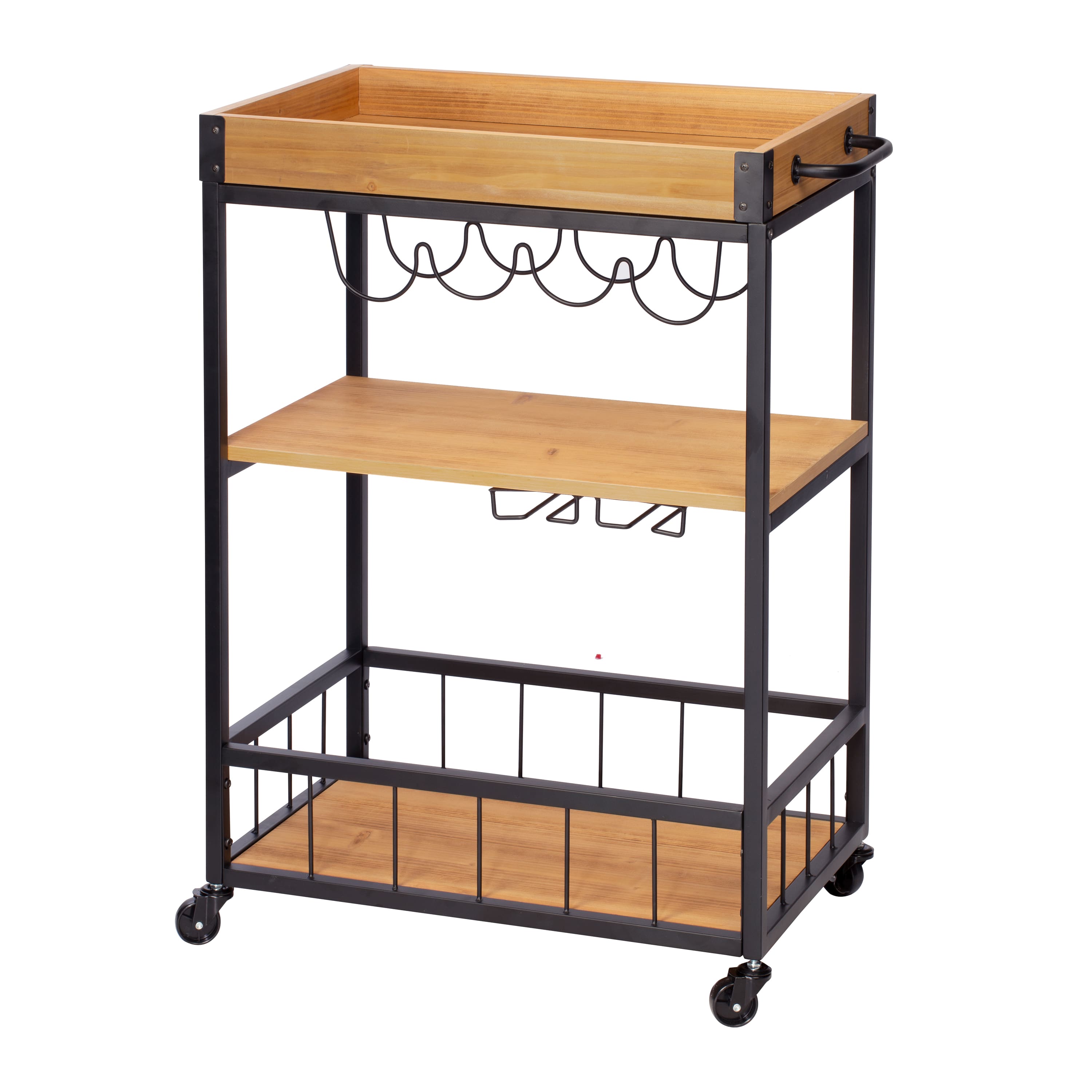 Honey Can Do Industrial Rolling Bar Cart with Removable Serving Tray