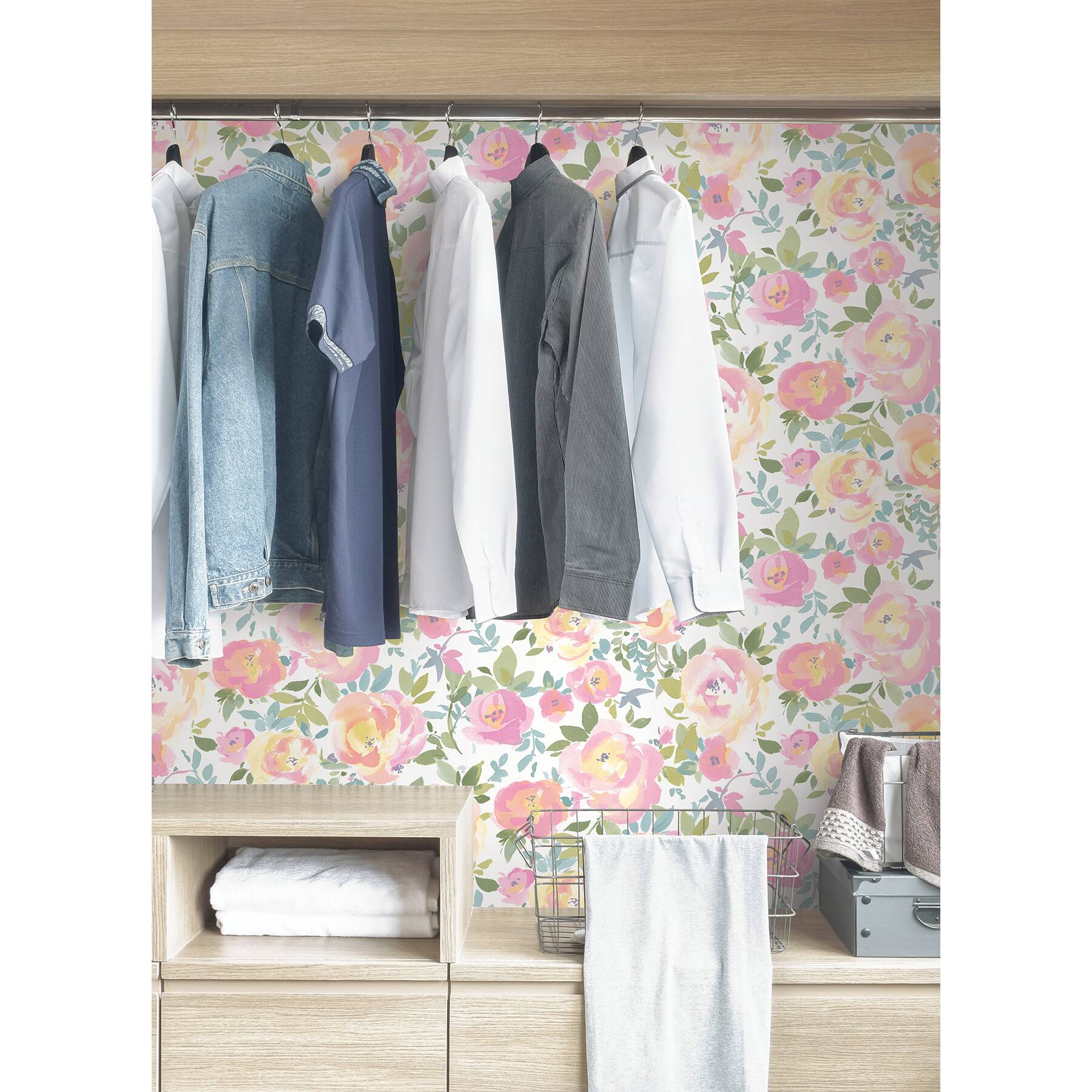 NuWallpaper Pink Gracelyn Flower Peel &#x26; Stick Wallpaper